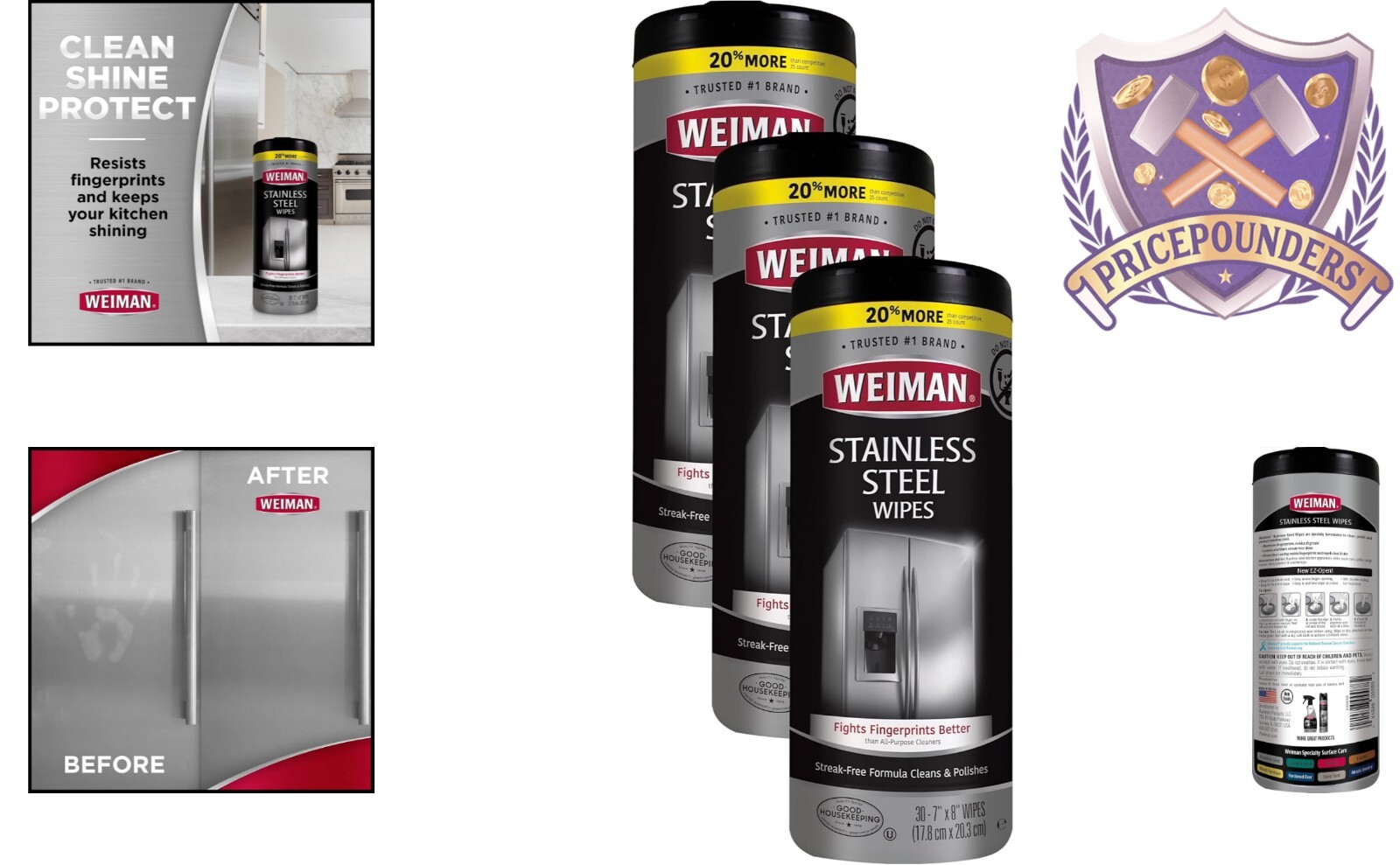 Convenient Pack of 3 Stainless Steel Wipes – Streak-Free, 30 Sheets Each