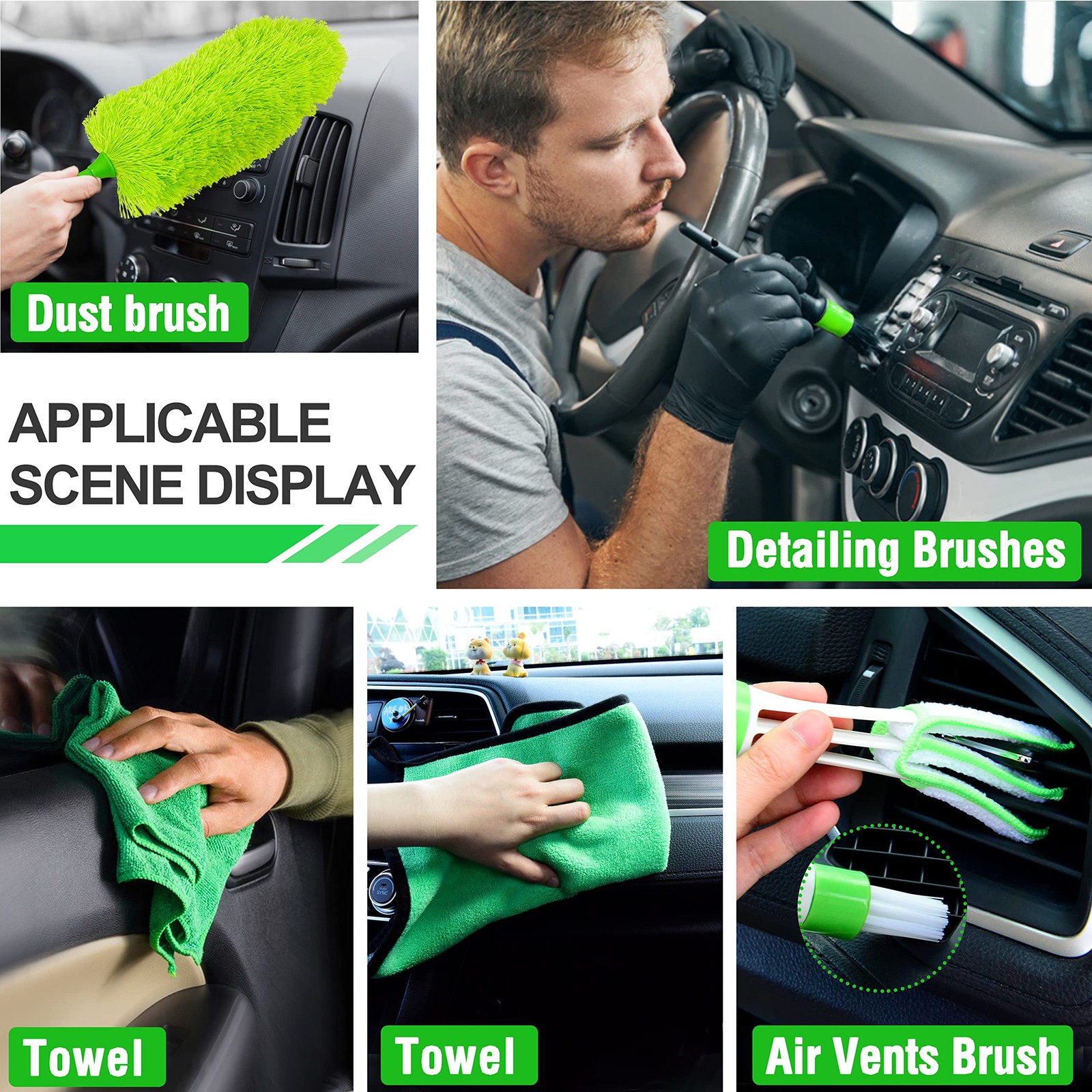 Lezcufer 17Pcs Car Wash Kit,62″ Car Wash Brush Mop with Long Handle,Car Clean…