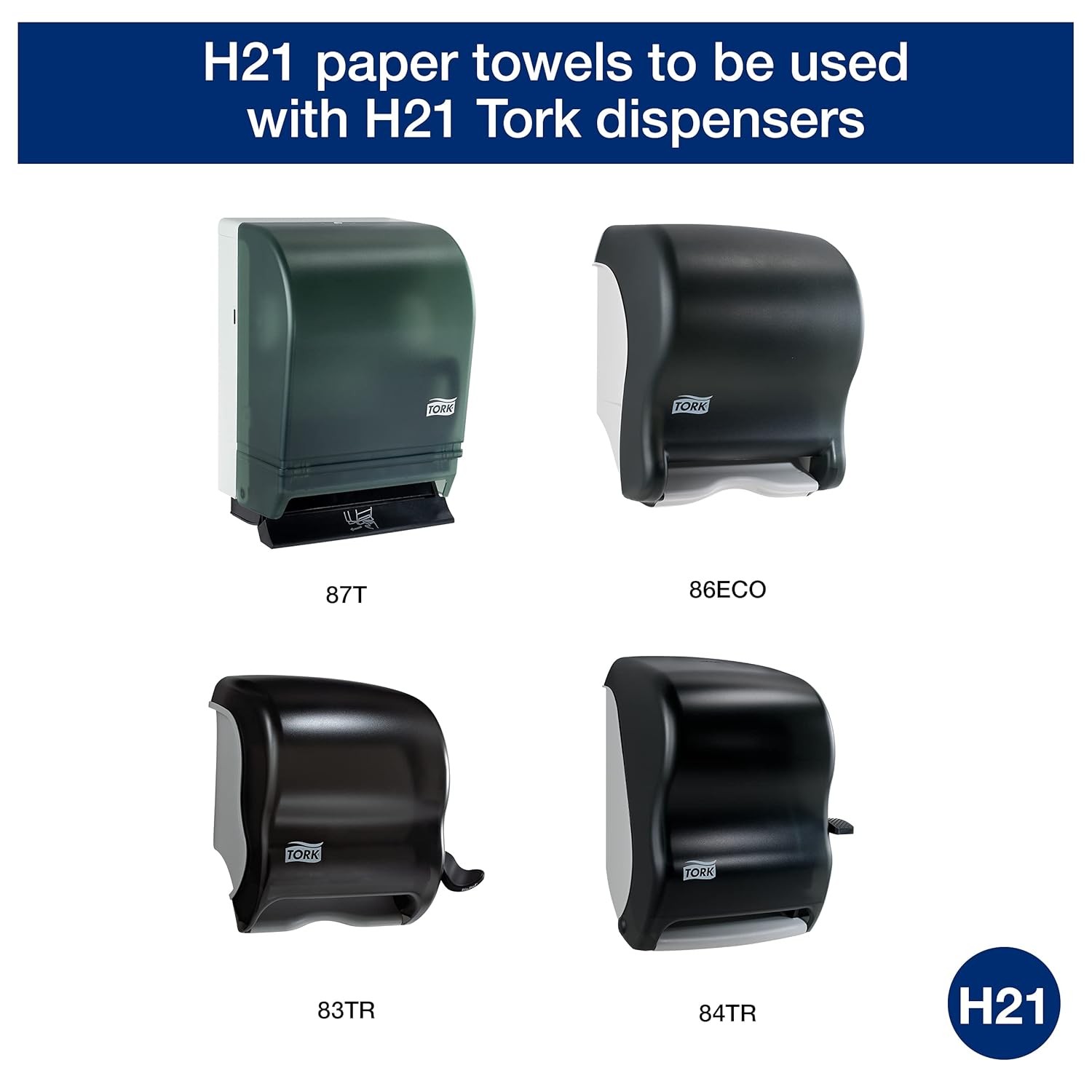 Tork Paper Hand Towel Roll White H21, Universal, 100% Recycled Fiber, 6 Rolls