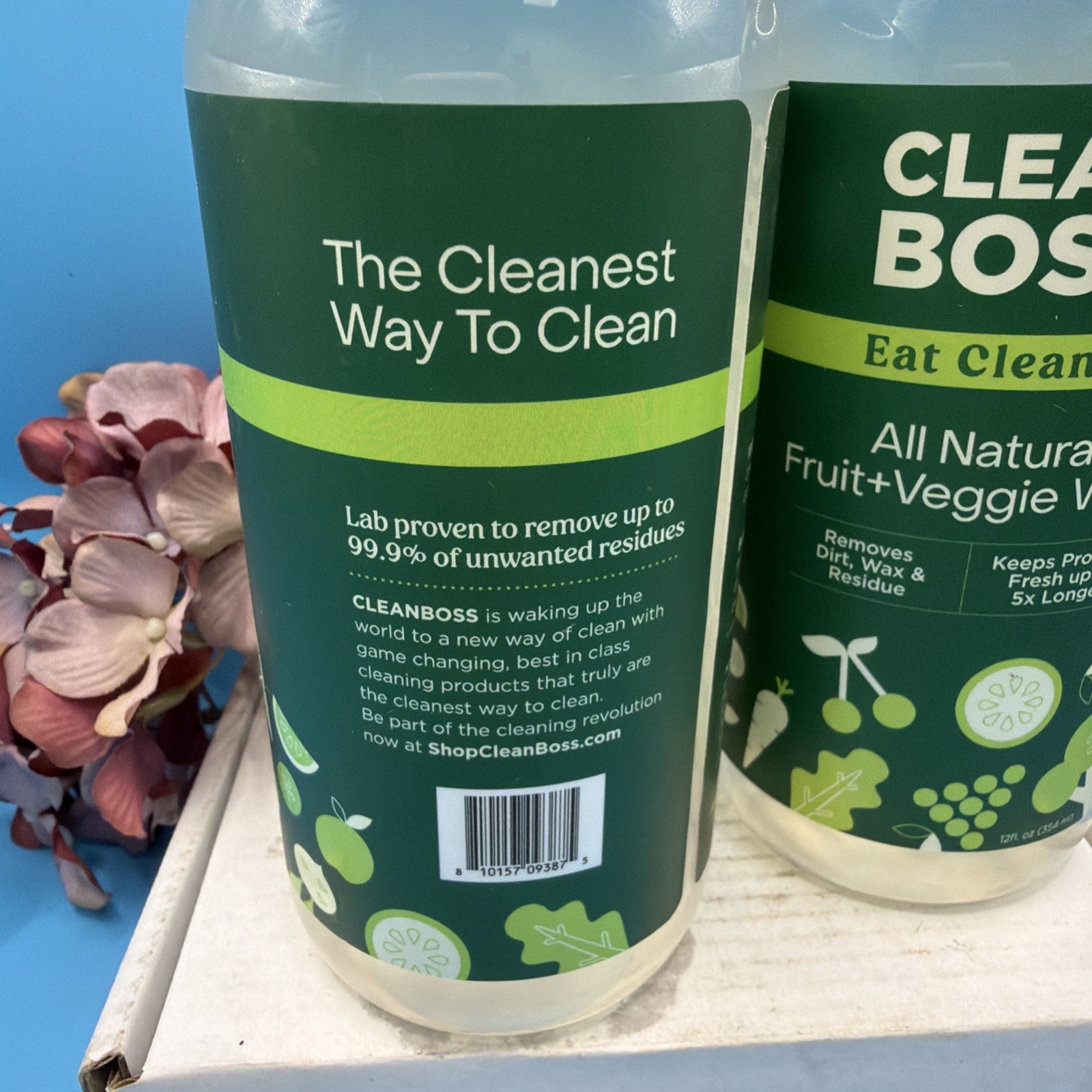 2 NEW CLEAN BOSS VEGGIE & FRUIT WASH-EAT CLEANER All Natural Keeps Produce Fresh