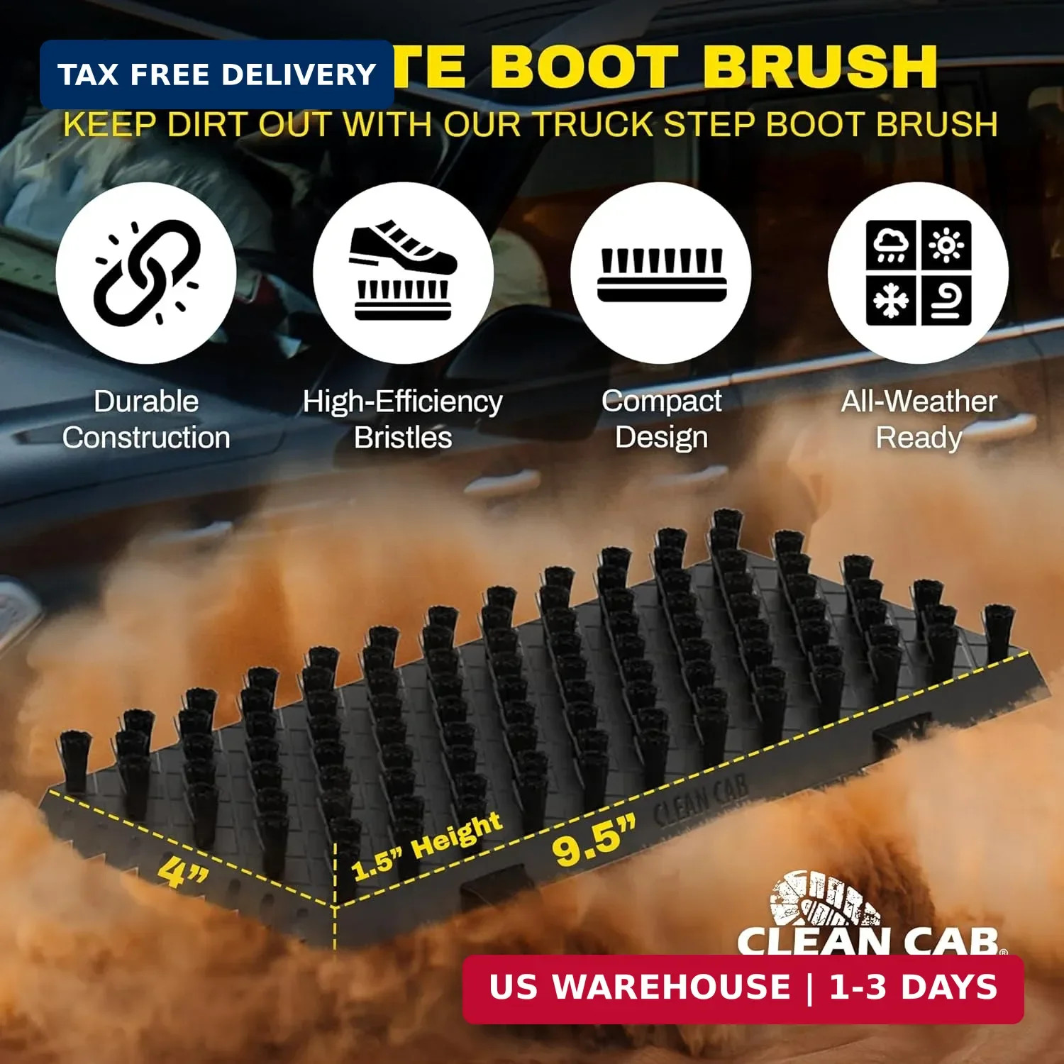 Universal Fit Truck Step Mounted Brush – Heavy Duty Boot Brush for Trucks, RVs,