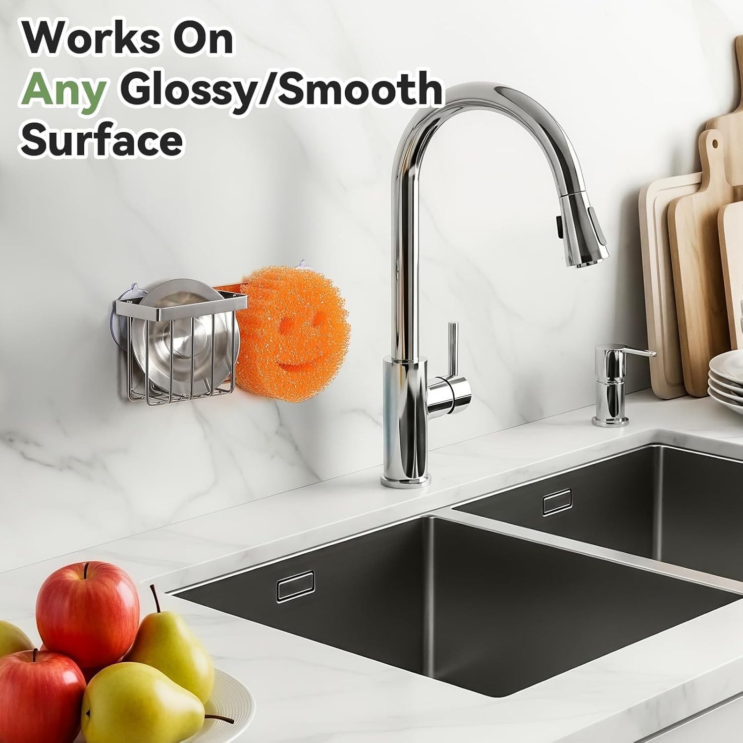 Space Saving] Sponge Holder for Kitchen Sink, Great for Scrub Daddy / Scrub