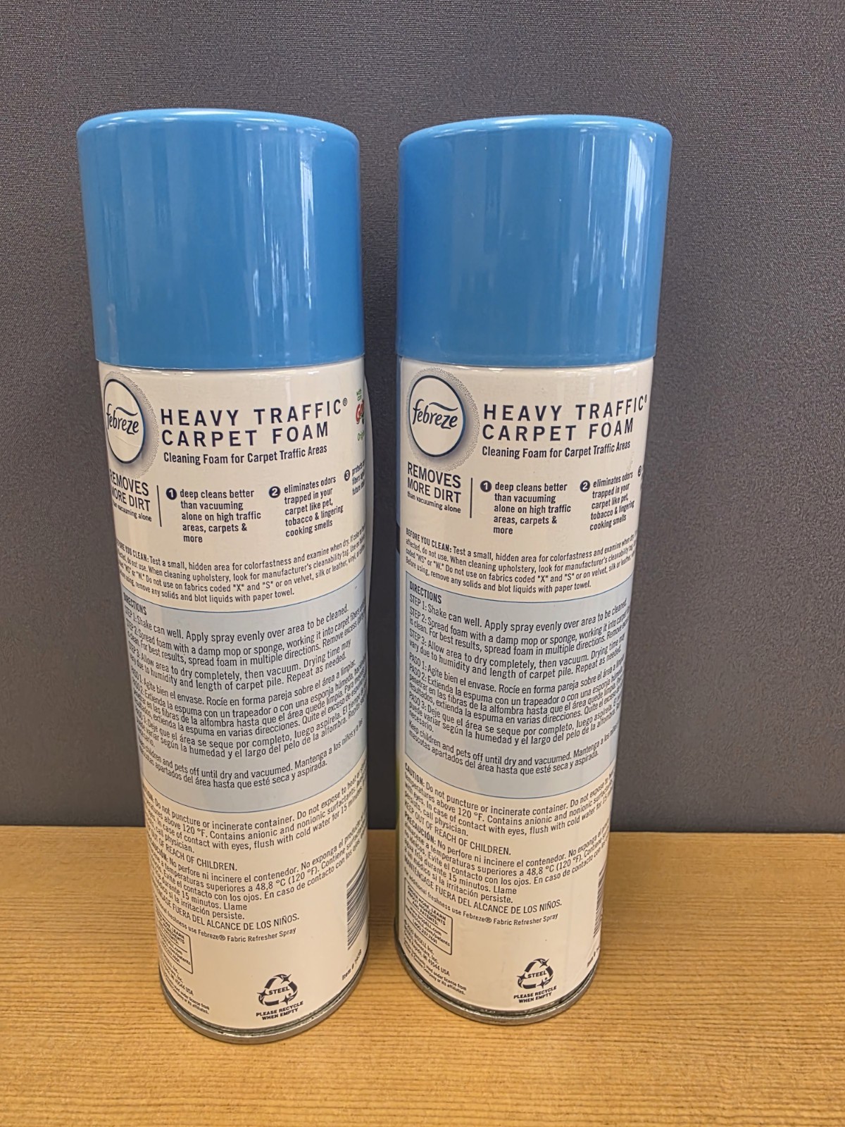 2 Febreze Heavy Traffic Carpet Cleaner Foam Eliminate Odor Stain Gain Scent 22oz