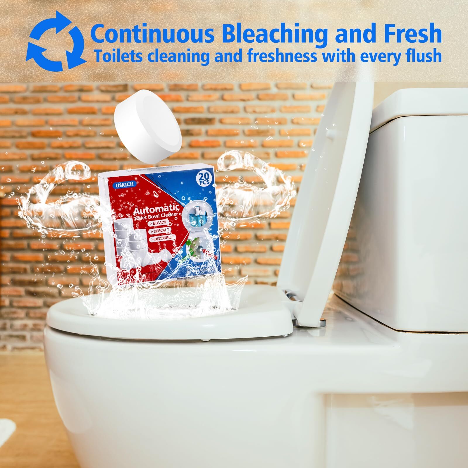 Toilet Bowl Cleaner Tablets 20 PACK, Bathroom Toilet Tank Cleaners with Bleach