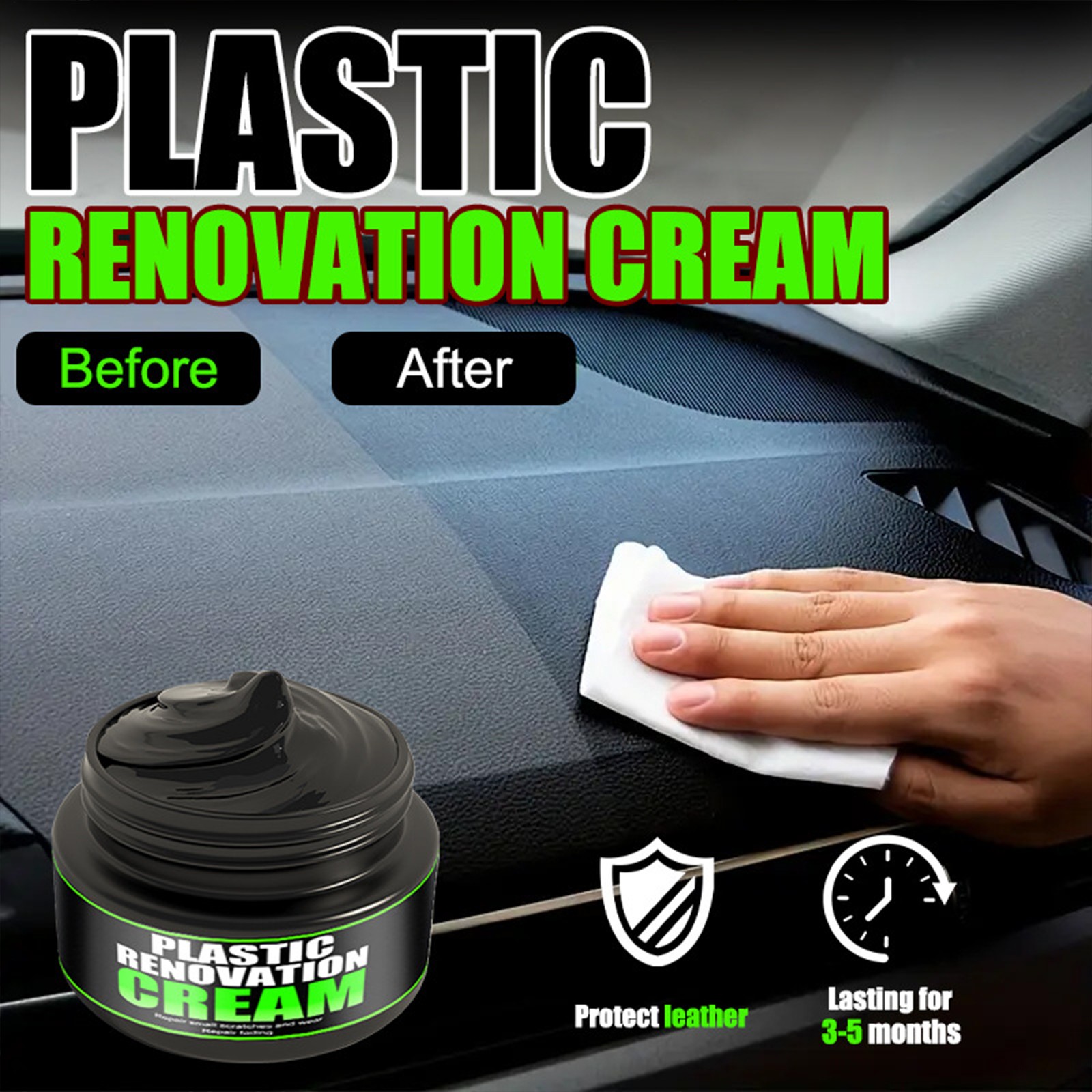 Car Plastic Restorer Black Gloss Polish Repair Coating Plastic Auto Cleaning