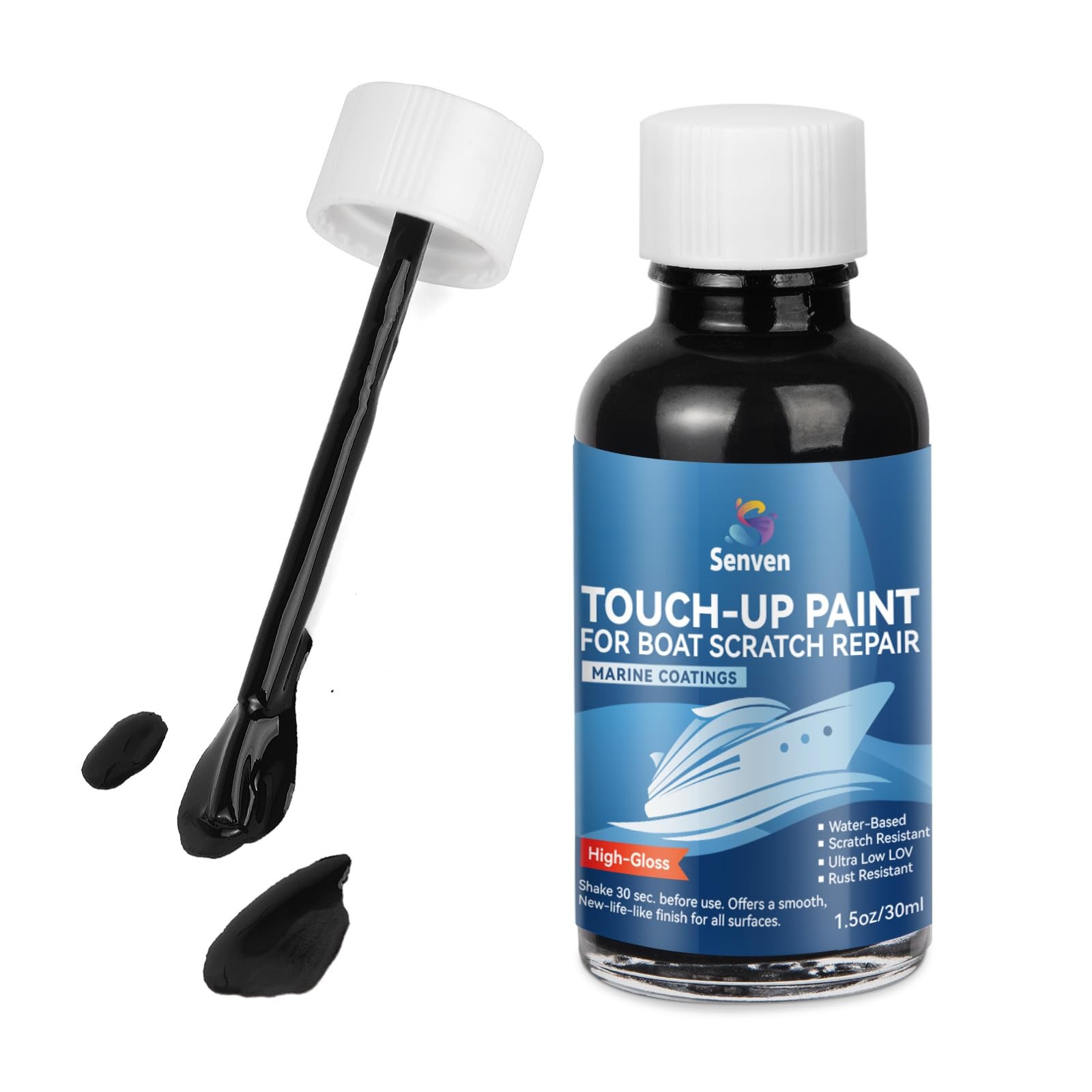 Boat Paint Black Touch Up Pen High-Gloss Boat Scratch Repair Marine Topside B…
