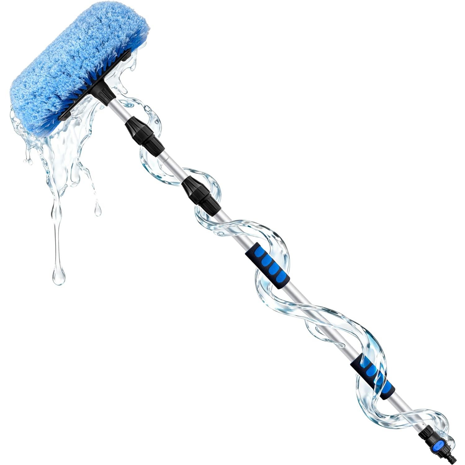 Telescopic Car Wash Brush 520ft with Soft Bristles & Hose Attachment