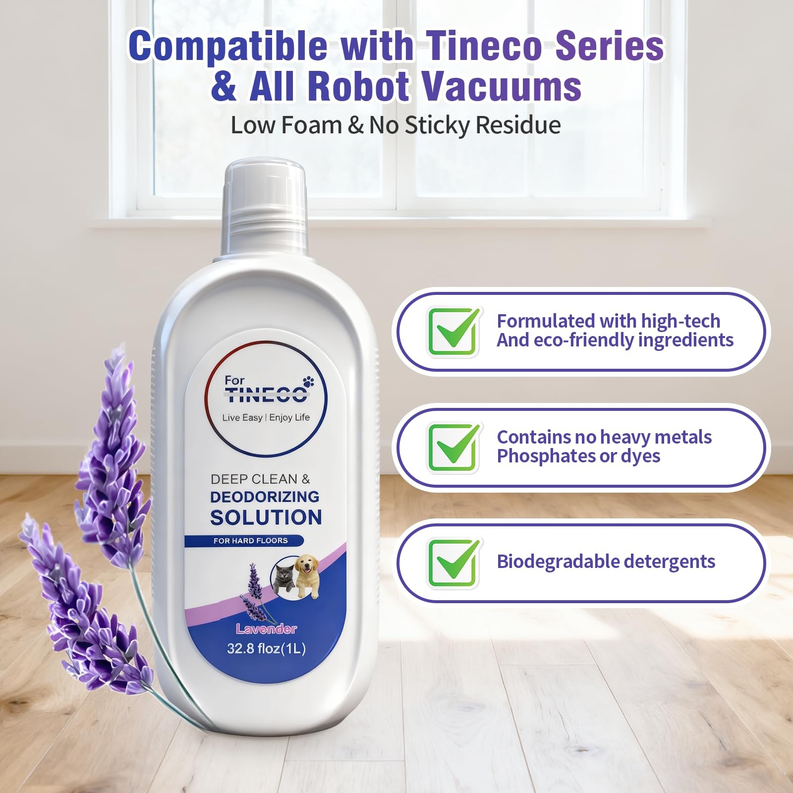 1L Floor Lavender Cleaning Solution 1 Bottles Refill, with Tineco All Series …