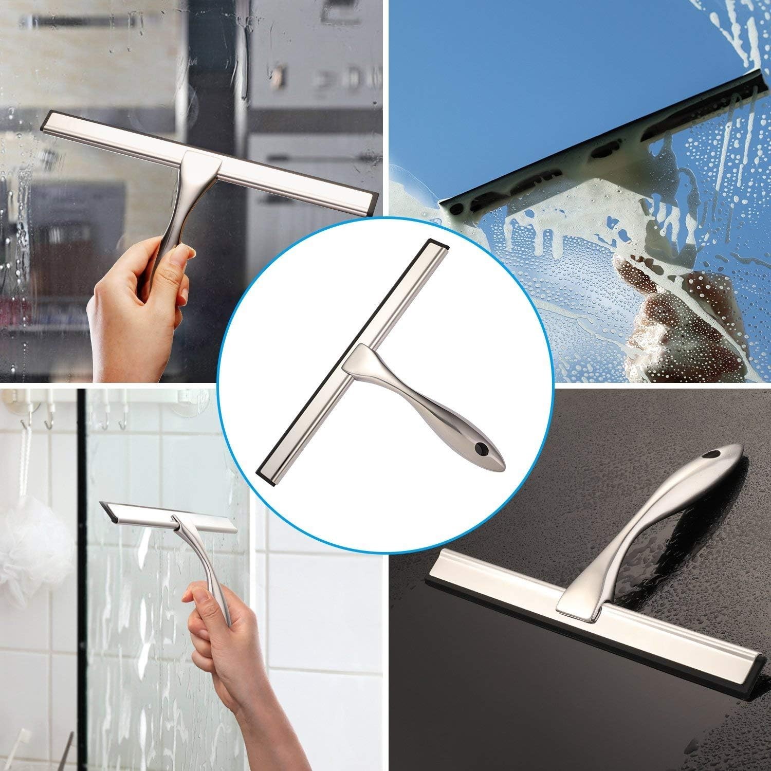 Modern 12-Inch Multi-Surface Shower Squeegee for Streak-Free Shine Effortlessly