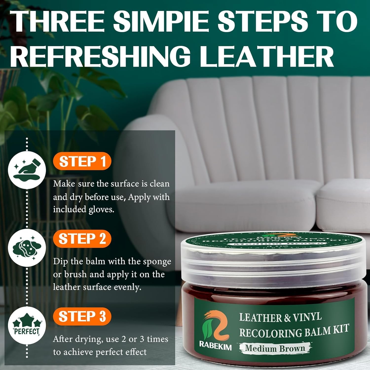 Medium Brown Leather Repair Kit, Leather Recoloring Balm – Color: Medium Brown