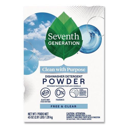 Seventh Generation Automatic Dishwasher Powder, Free and Clear, 45 oz, 3/Pack