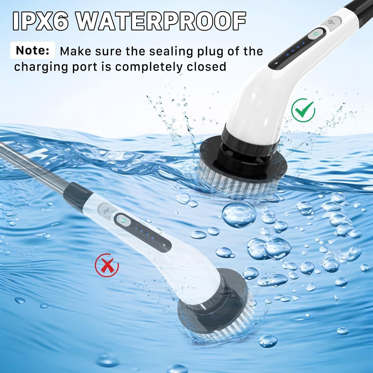 Electric Spin Scrubber,1200RPM Cordless Shower Scrubber, 2 Batteries