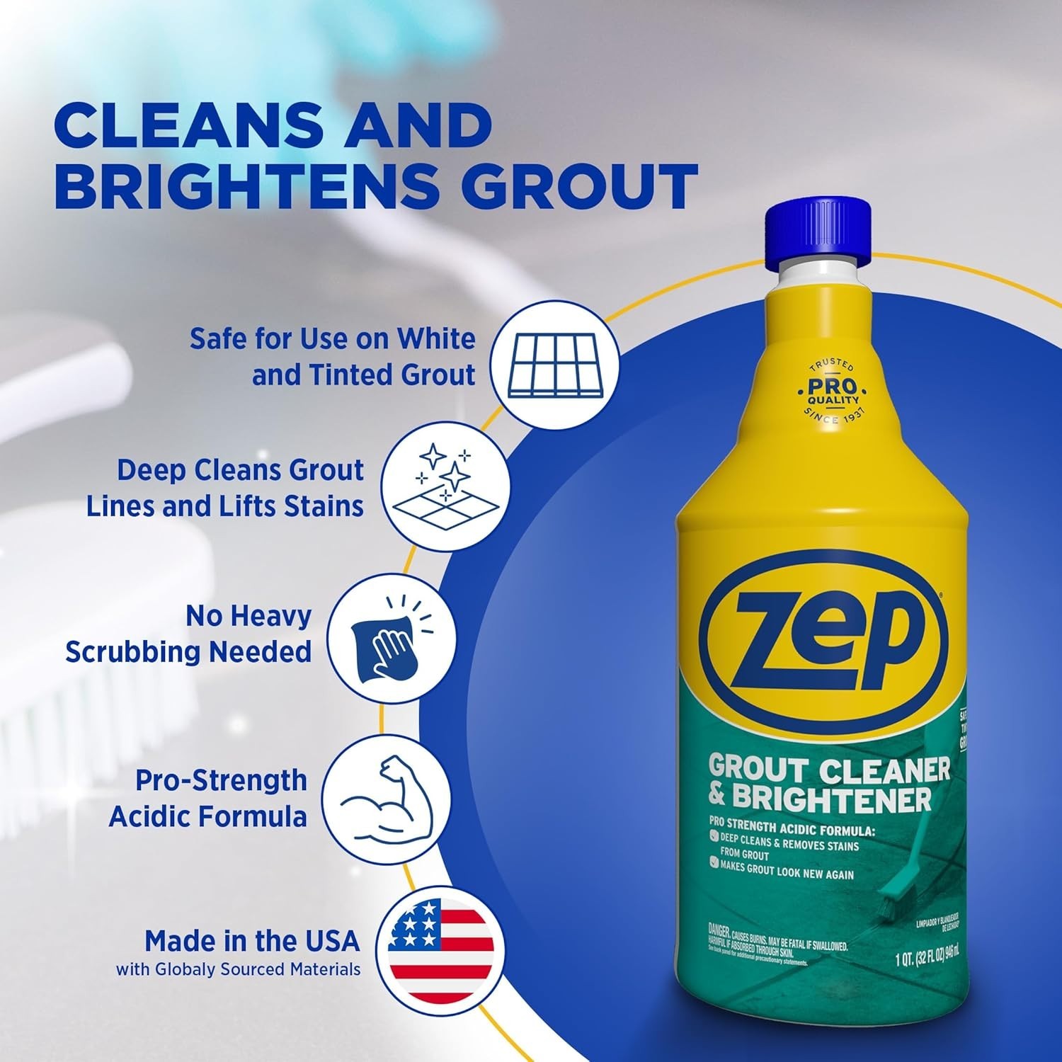 Professional Strength Grout Cleaner & Brightener – 32 Oz for Pristine Tile