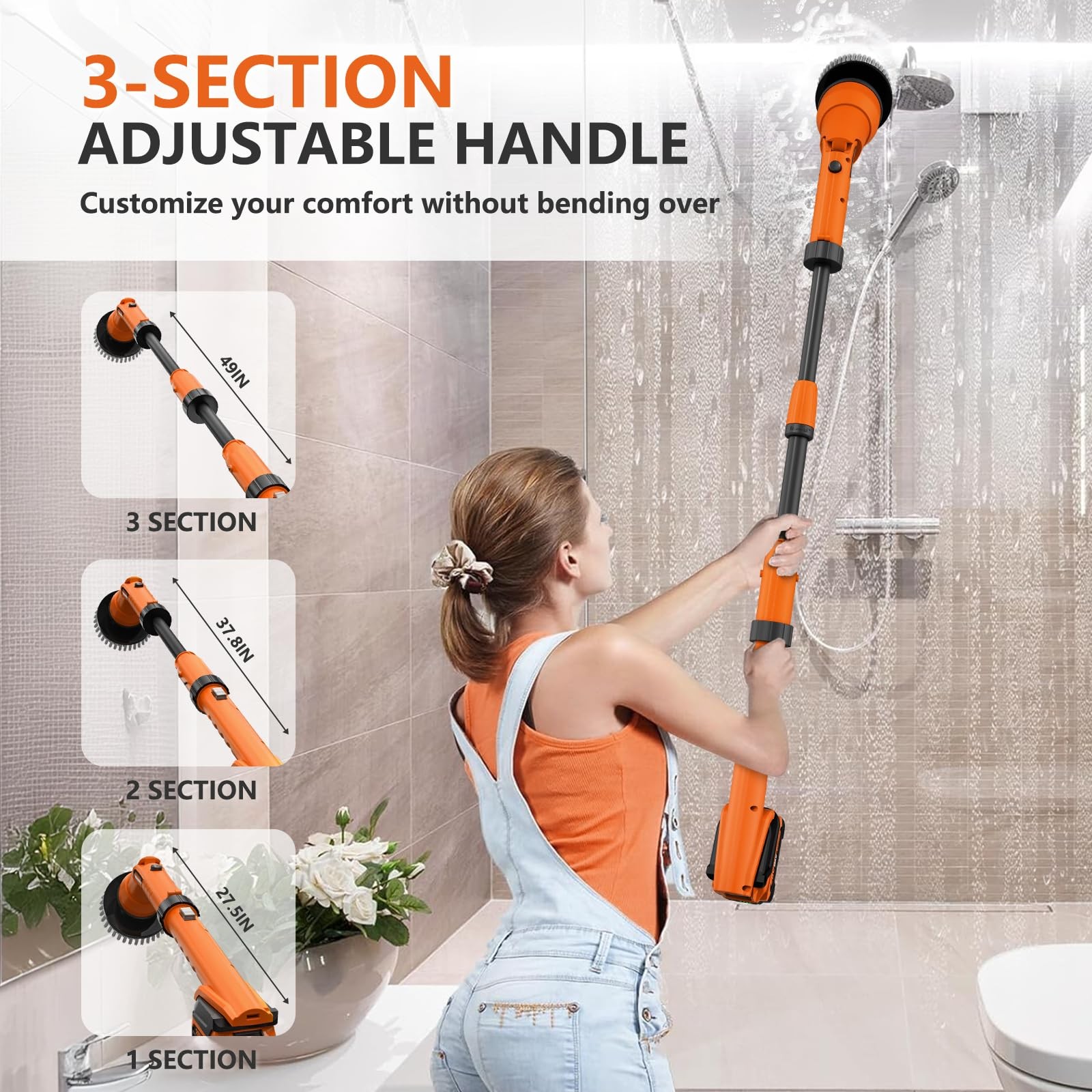 2 Battery Electric Spin Scrubber, 1000RPM Cordless Cleaning Brush Waterproof …