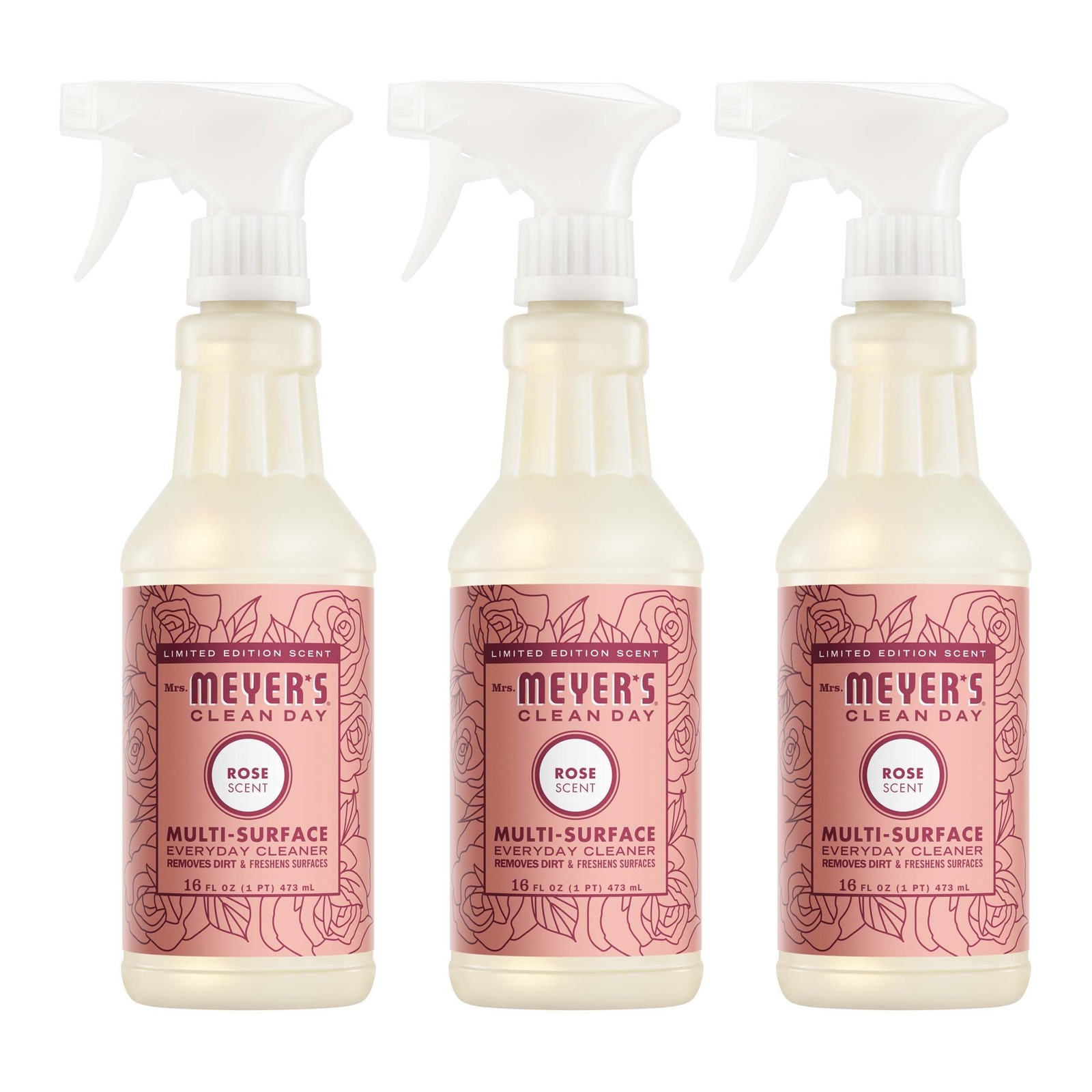 CLEAN DAY Multi-Surface Everyday Cleaner, Rose Scent, 16 Fl Oz Bottle – 3 Pack