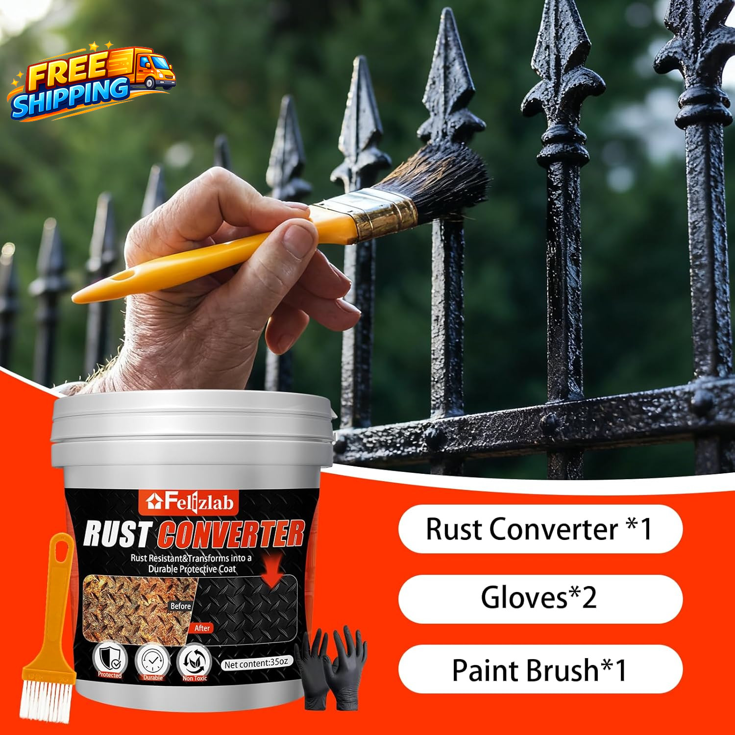 2 In 1 Rust Converter & Metal Primer 35 Floz Automotive Rust Remover Paint