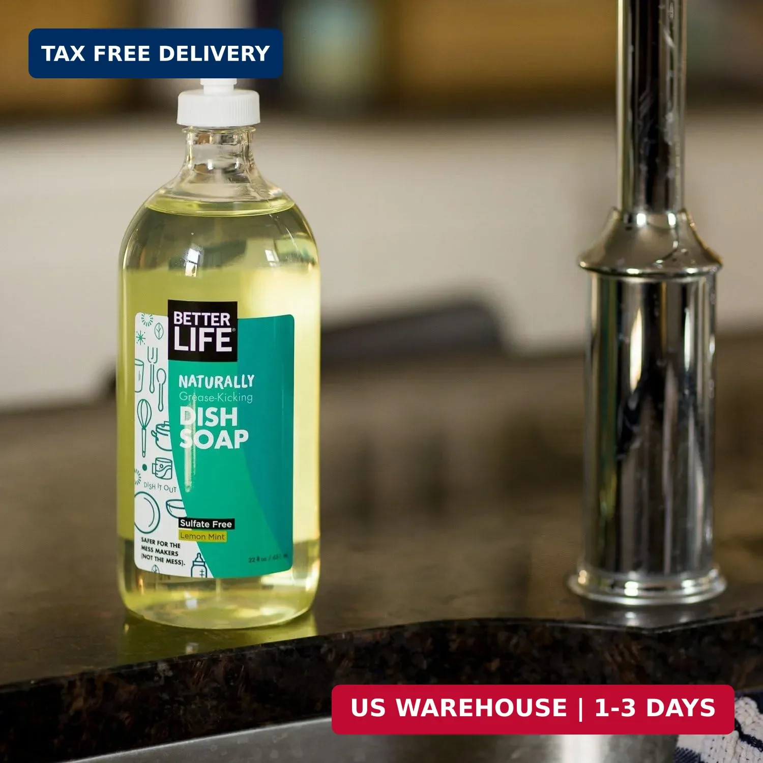Better Life Dish Soap – Liquid Dishwashing Soap with Vitamin E and Aloe for Home
