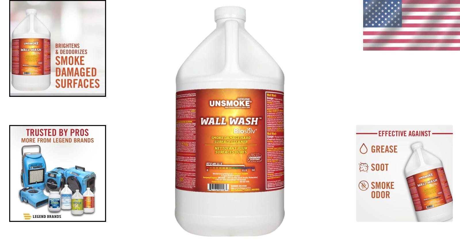 1-Gal Wall Wash with Biosolv – Citrus Multipurpose Degreaser for Smoke Damage