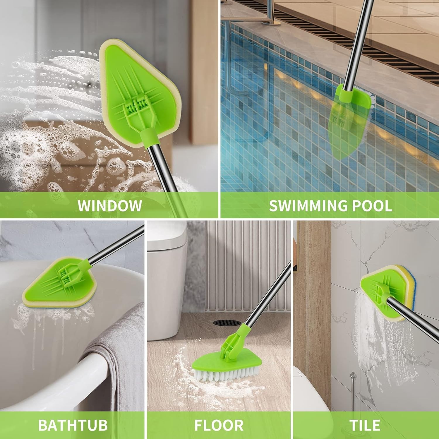 Lightweight Detachable Cleaning Brush with 37″ Extendable Handle for Bathrooms