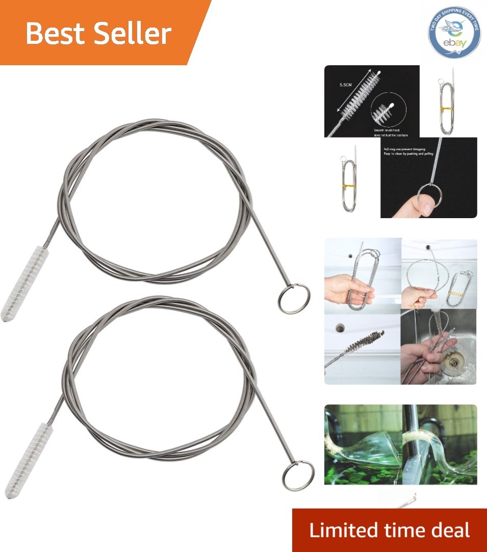 2-Pack 60 Inch Flexible Tube Cleaning Brush – Stainless Steel & Nylon Cleaning
