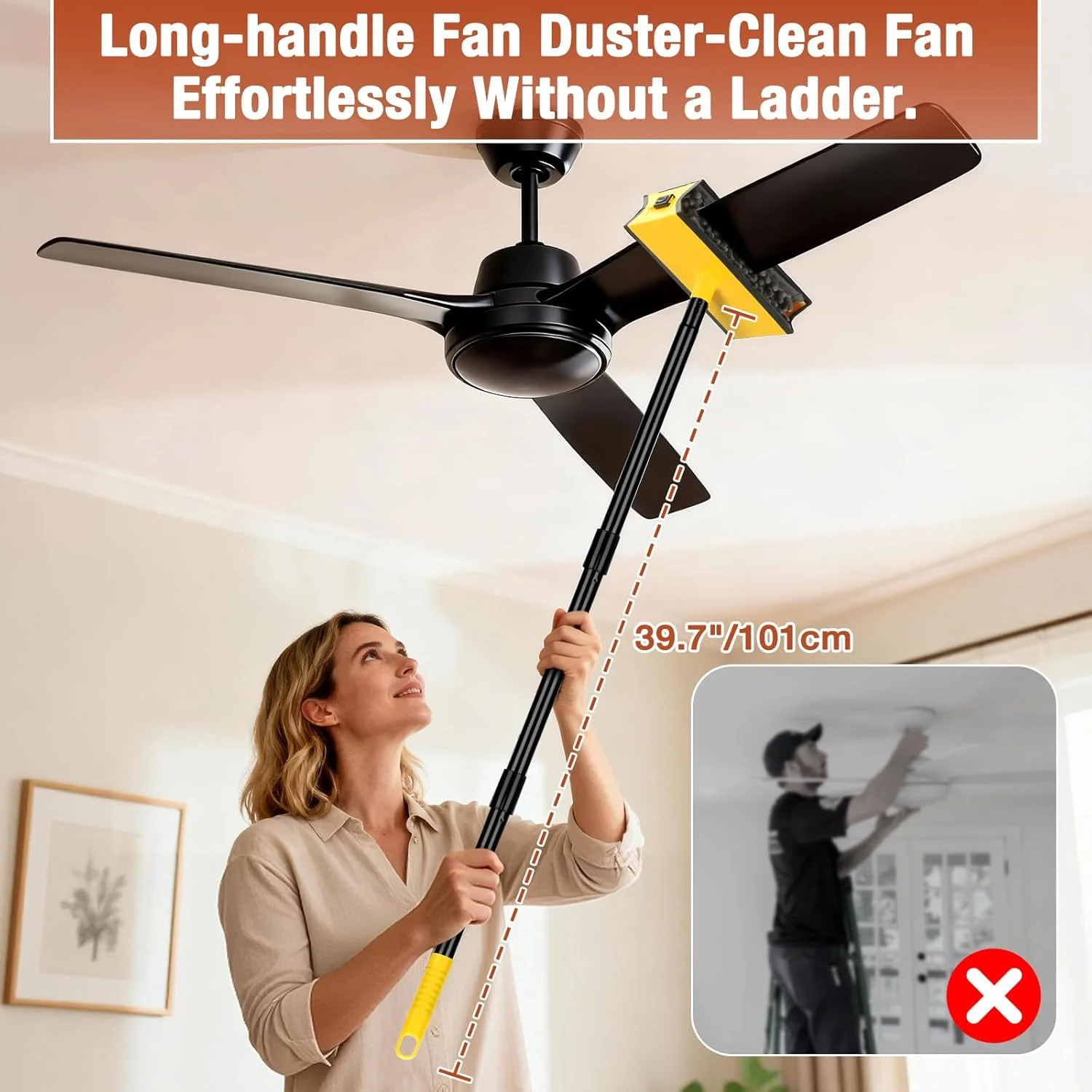Ceiling Fan Cleaner Duster for Blades with Extension Pole 3Ft,Fan Blade Cleaning