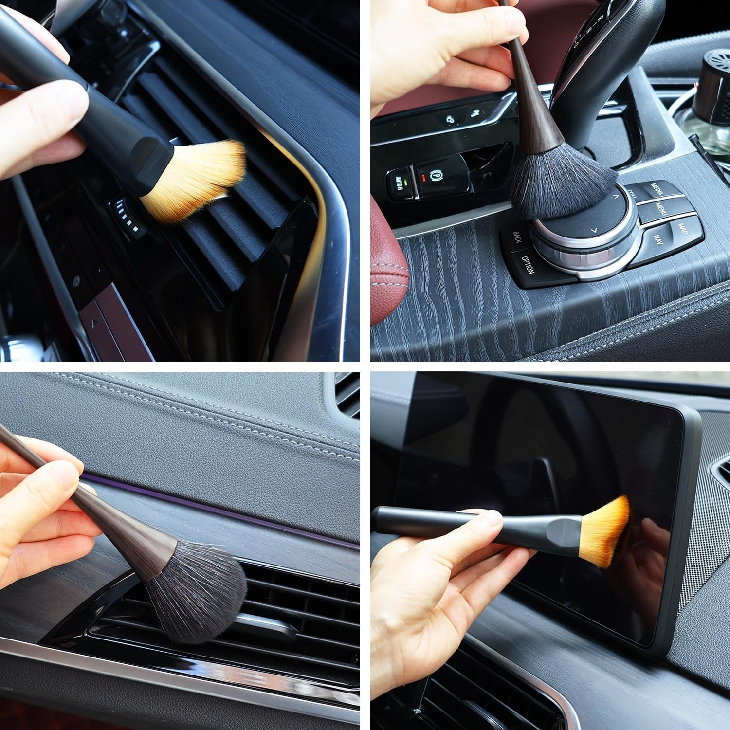 2 Pack Exquisite Dusting Brush Kit, Dust Brushes, Car Detailing Brush, Feathe…