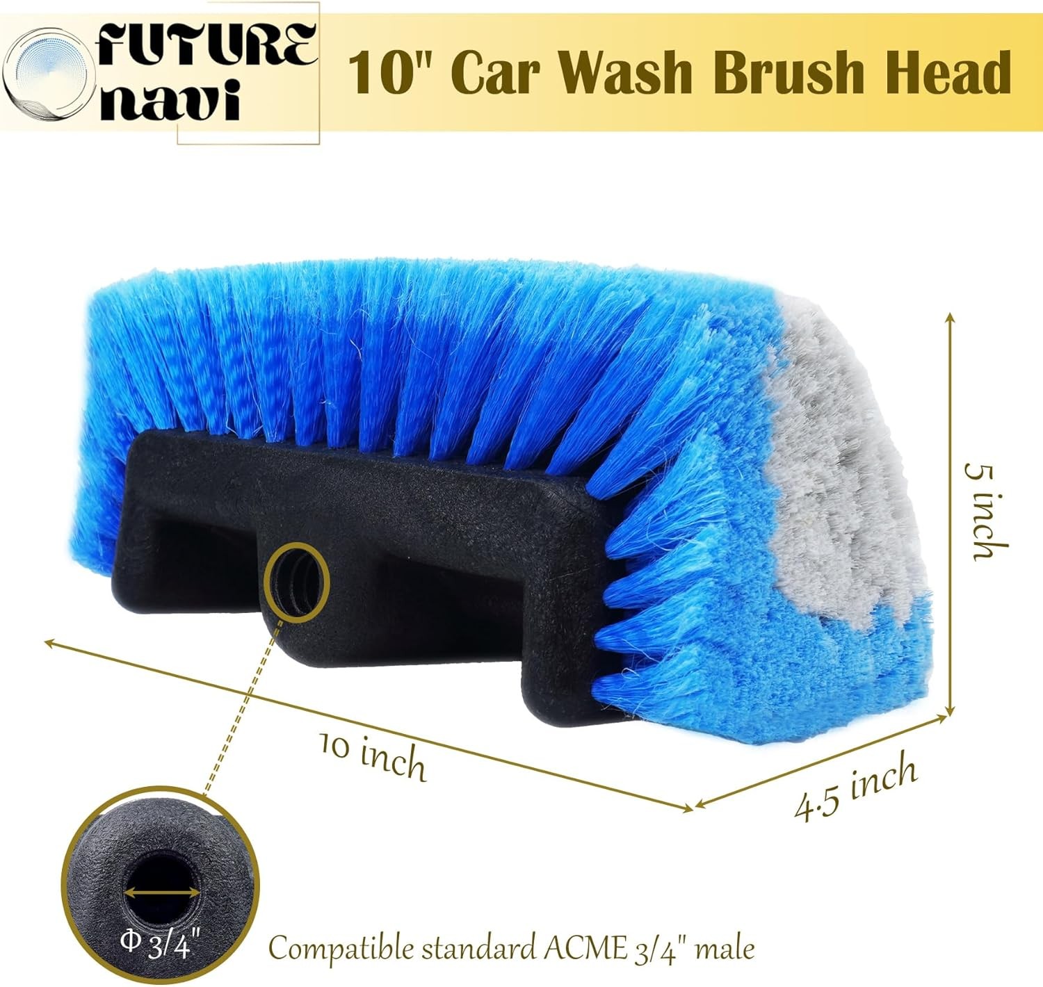 10 Car Wash Brush 5-Sided Head with Soft Detailing Bristle for Cleaning Blue