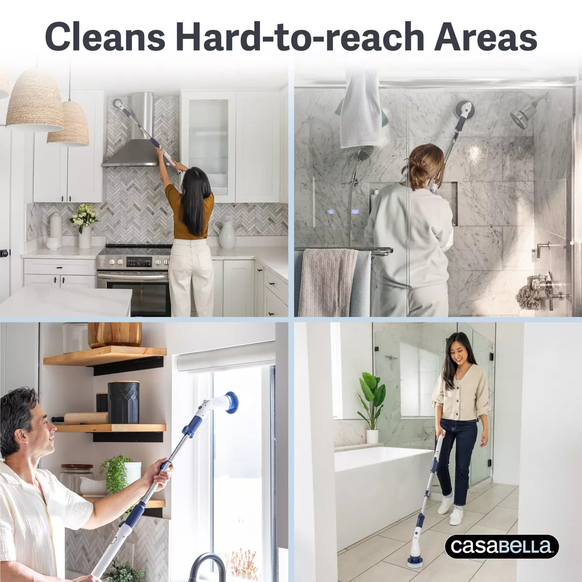Casabella Power Spin Scrubber: Multipurpose Cleaning, Metal Handle, Shower, Lami