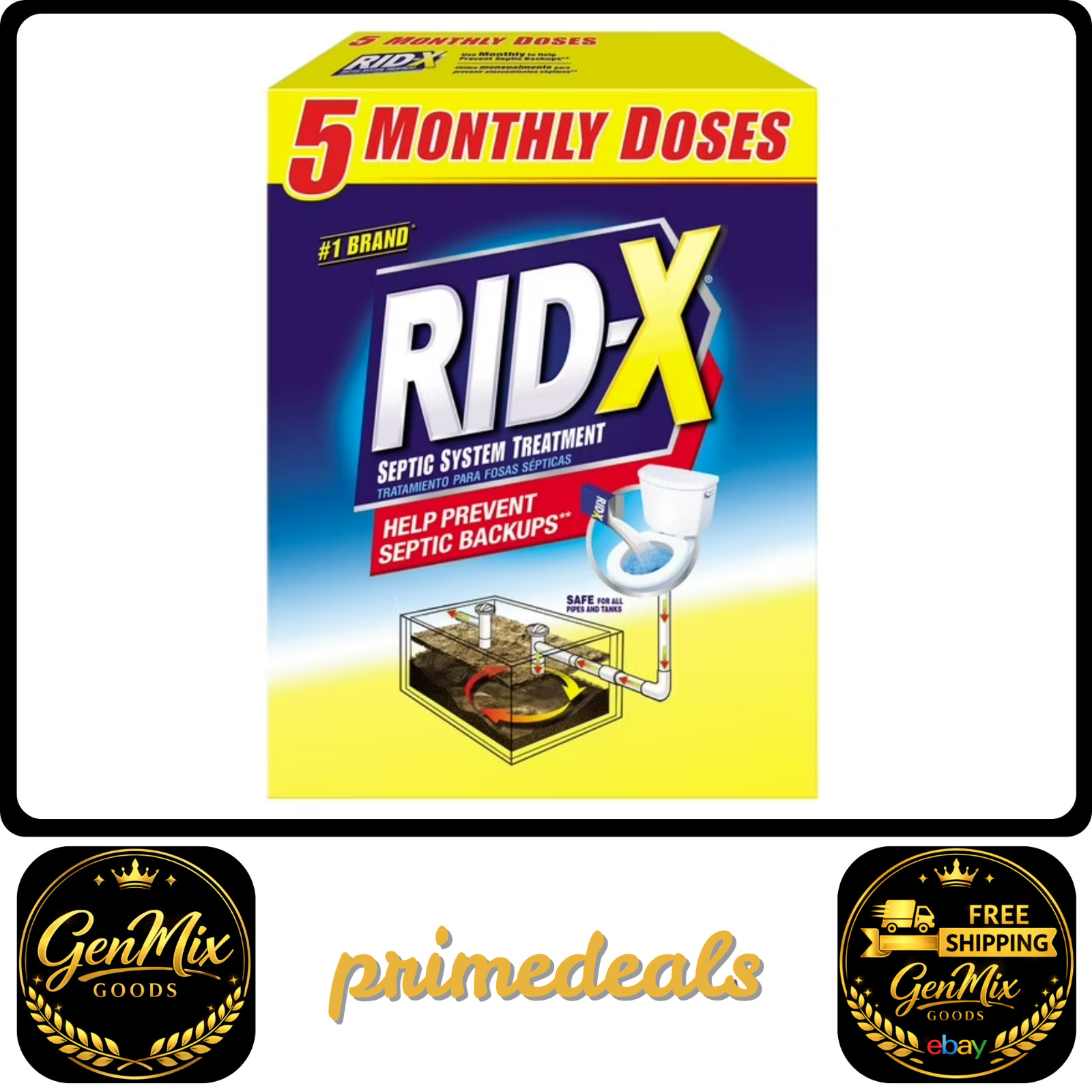 RID-X Septic Treatment, 5 Month Supply Of Powder, (49 oz.) Free Shipping RiDx