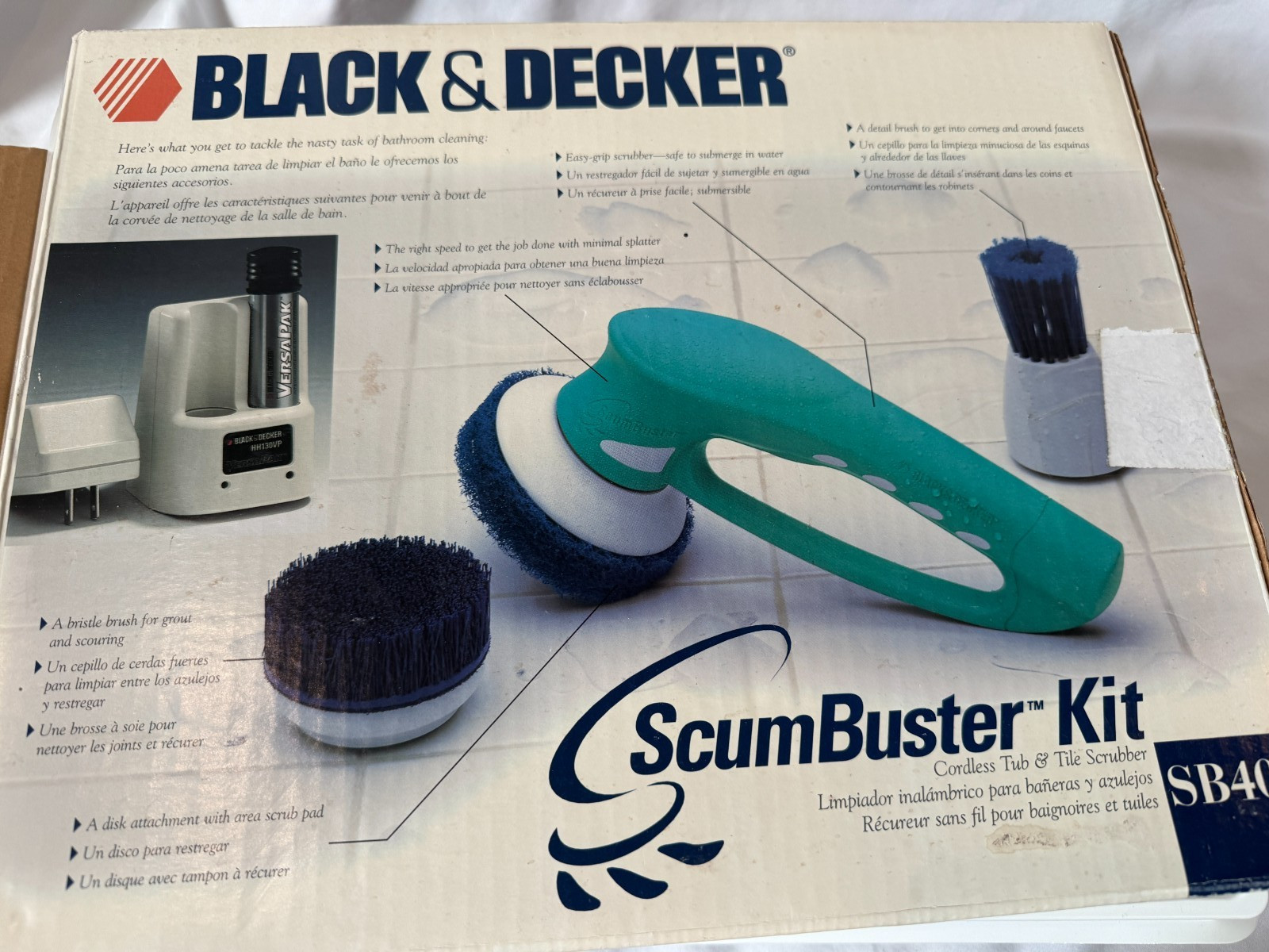 Black & Decker Scum Buster Kit Cordless SB400 Tub Tile ScumBuster Versa Pak VG