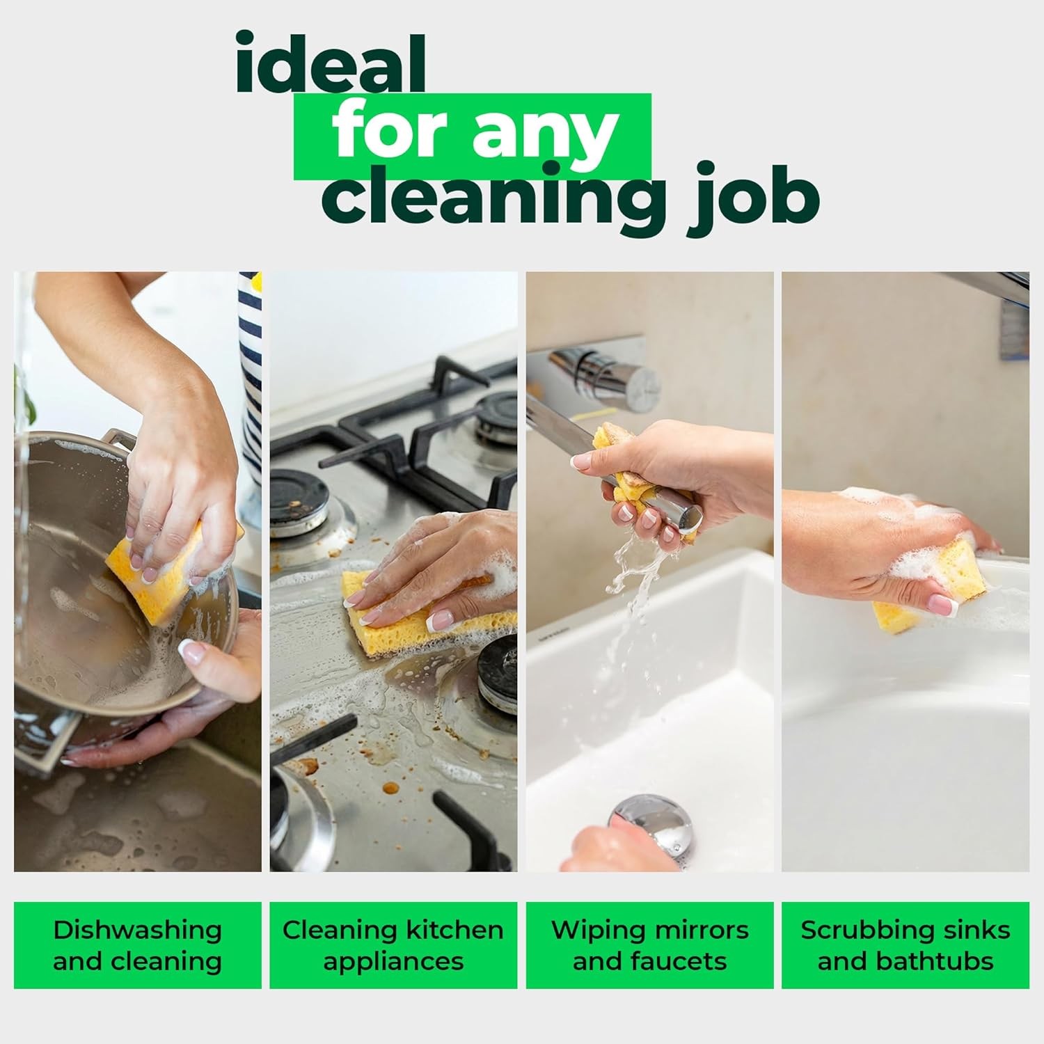 12 Pack Natural Biodegradable Kitchen Sponges – Eco-Friendly, Compostable,