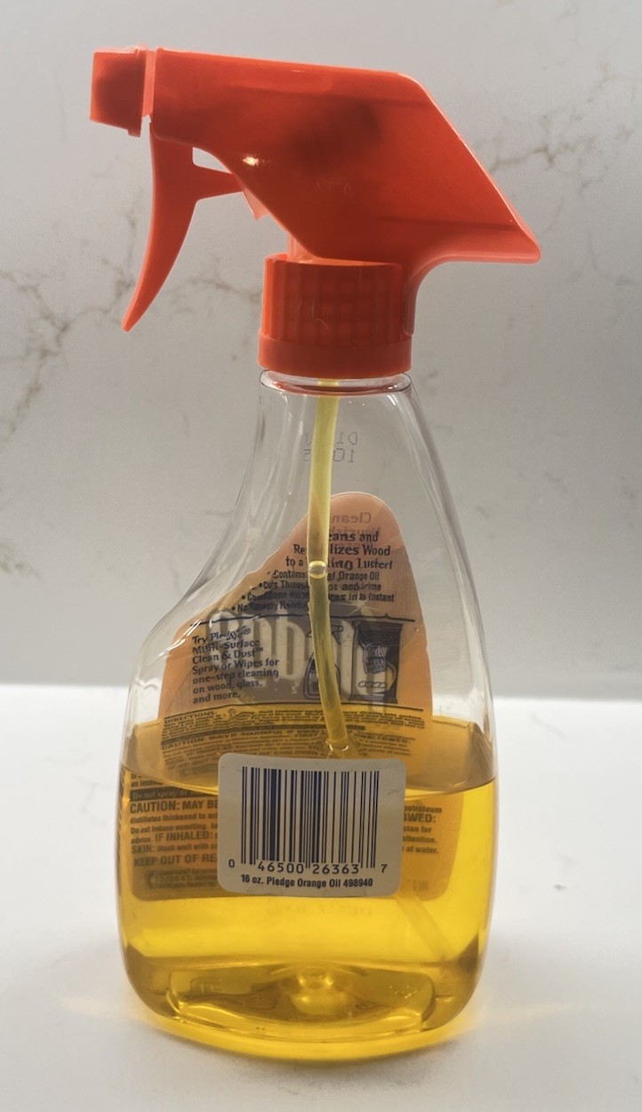 2001 Pledge 26363 16 oz. Pledge With Orange Oil- Trigger Spray Bottle, 1/2 Used
