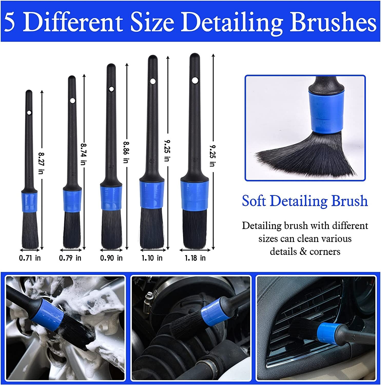 25 Pcs Car Cleaning Kit Detailing Brush Set Auto Detailing Drill Brushes NEW