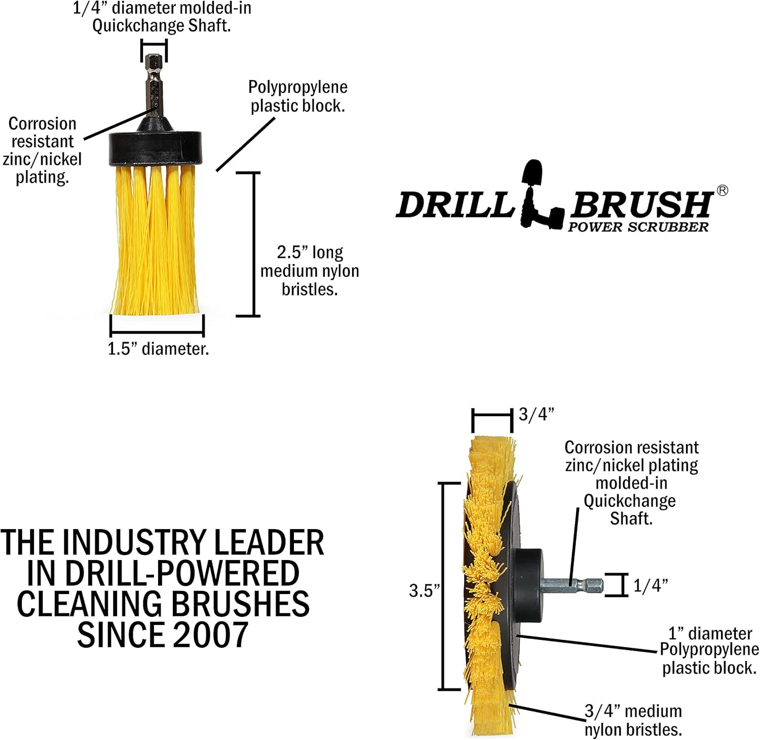 Tile and Grout Cleaning Drill Brush Set – 3 Pack Drill Brush Power Scrubber Clea