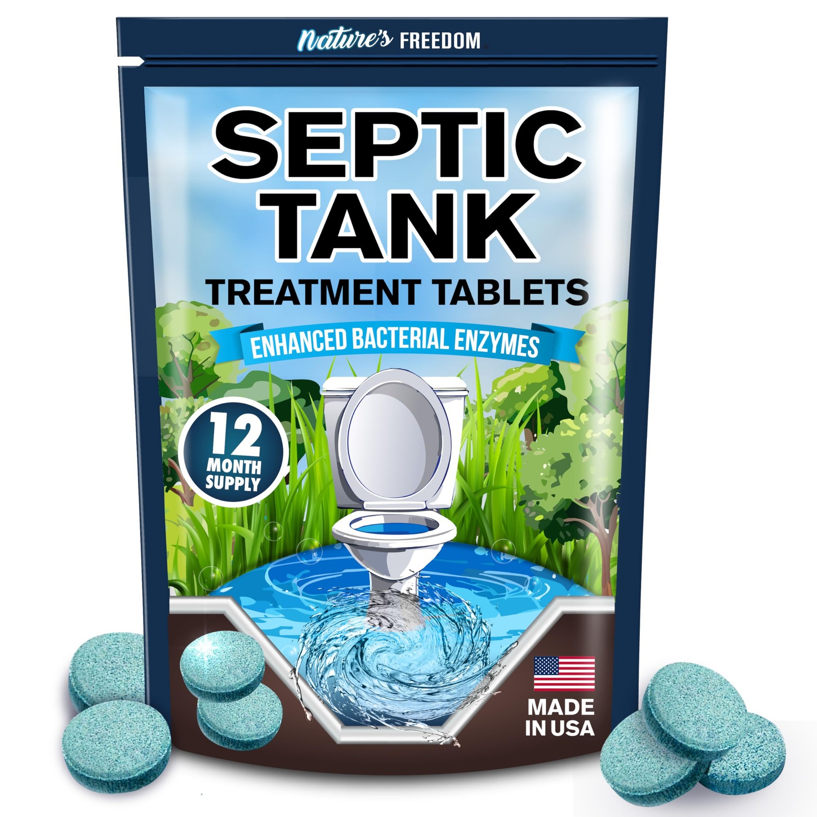 Septic Treatment Tablets – 1 Year Supply, Small Yet Powerful Enzyme Formula, …