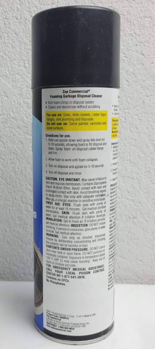 ZEP Foaming Garbage Disposal Cleaner Aerosol Spray – 22 oz.