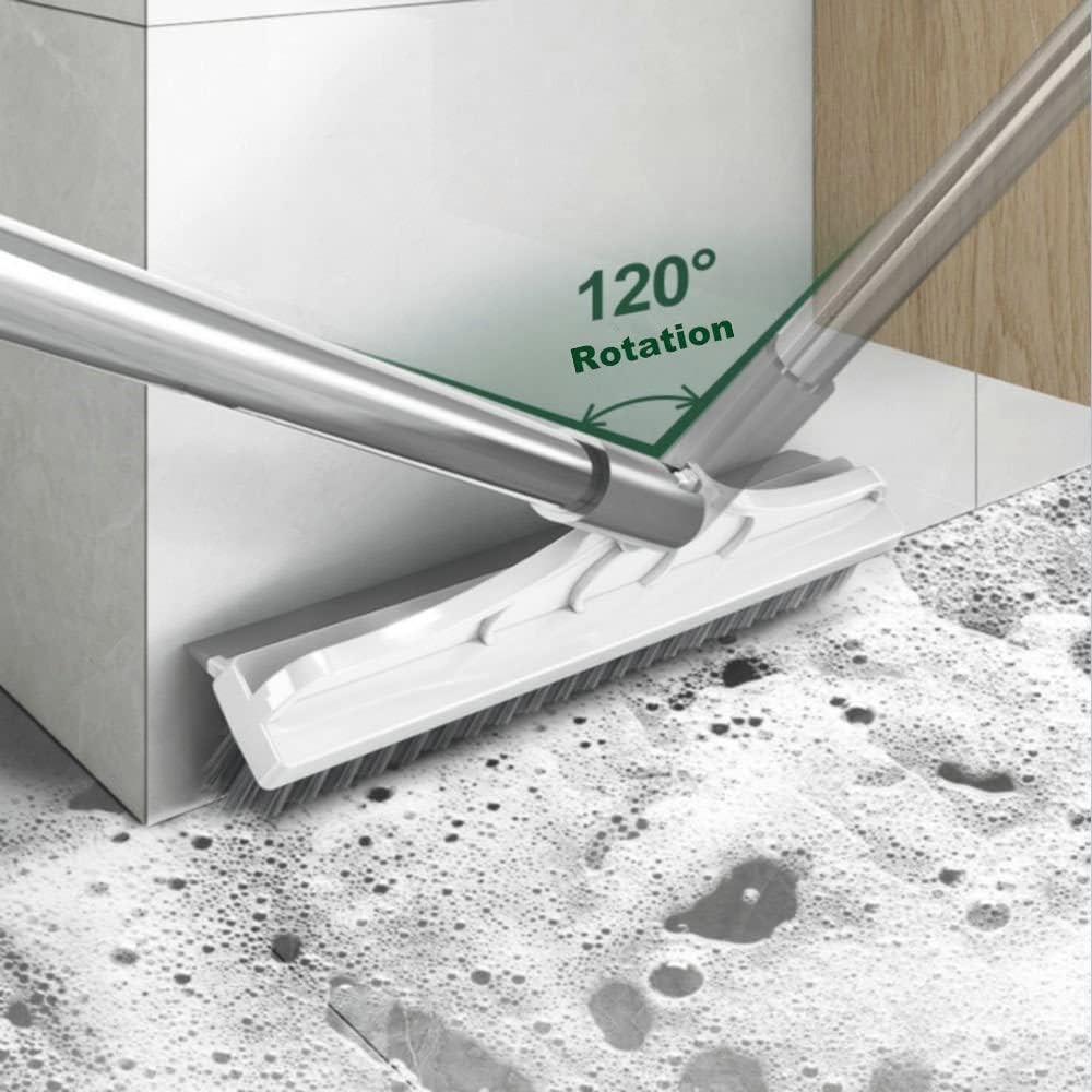 1 Floor Brush Scrubber with Long Handle Grout Brush 3 Poles 53.5” New