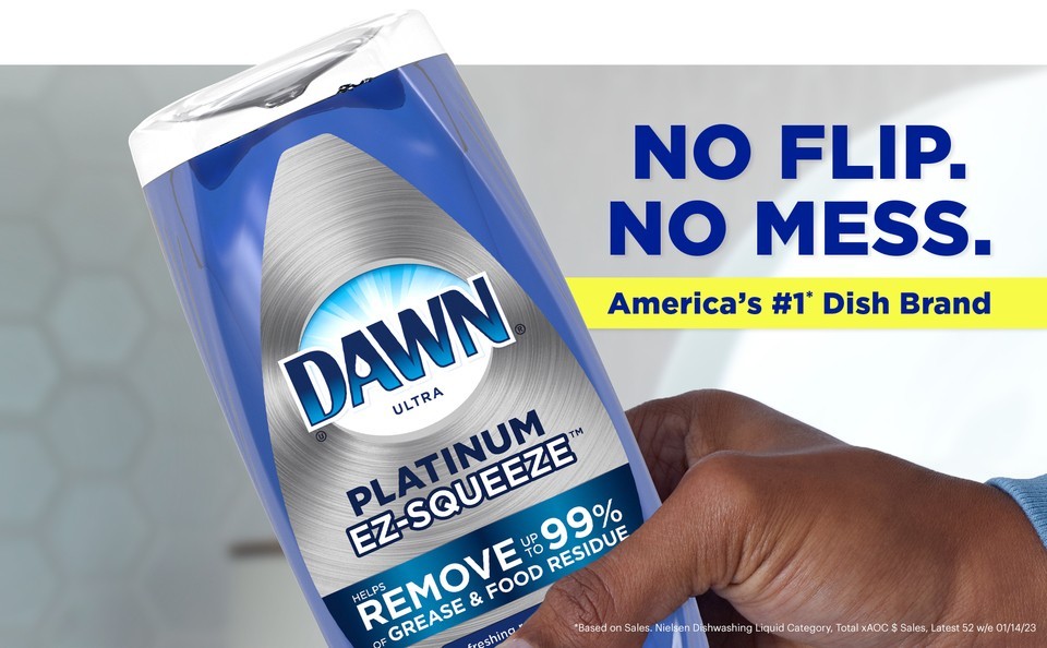 Dawn Platinum EZ-Squeeze Dish Soap, Fresh Rain, 12.2 oz – Grease Removal