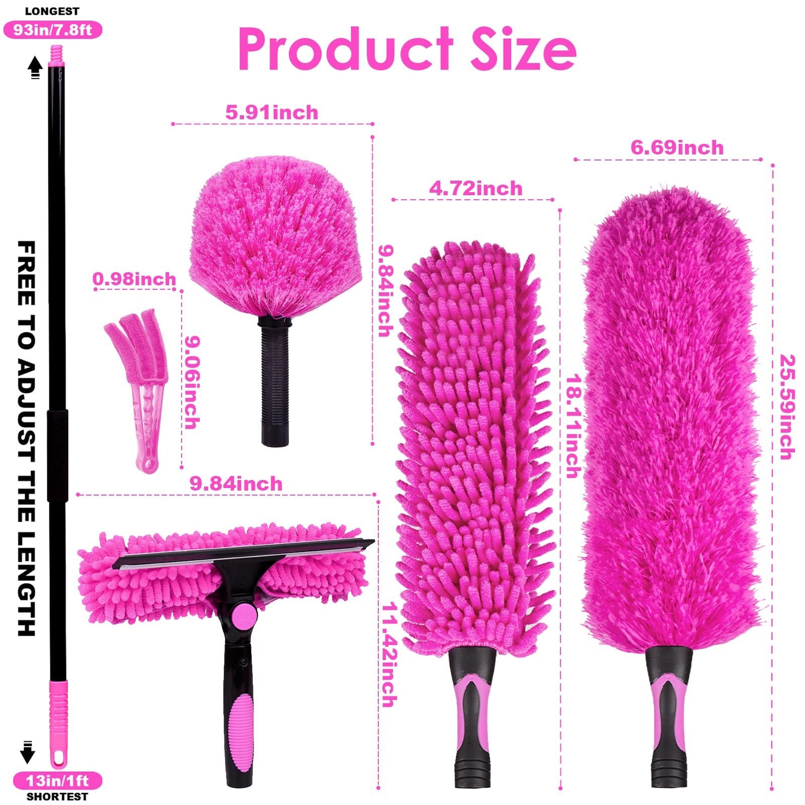 8 Foot Dusters for Cleaning with Extension Pole Microfiber Feather Used