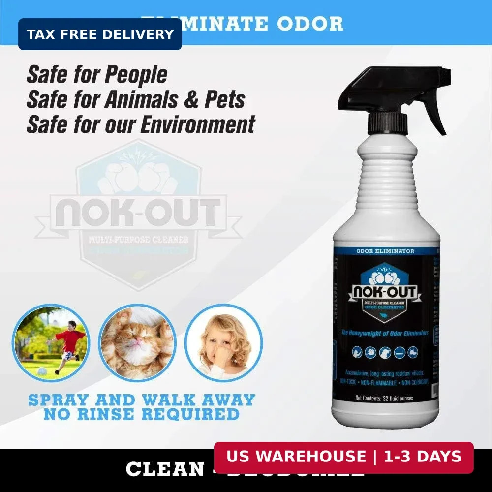 NOK OUT Odor Remover, Pet Deodorizer and Cleaning Spray, Made in the USA, 32 Flu