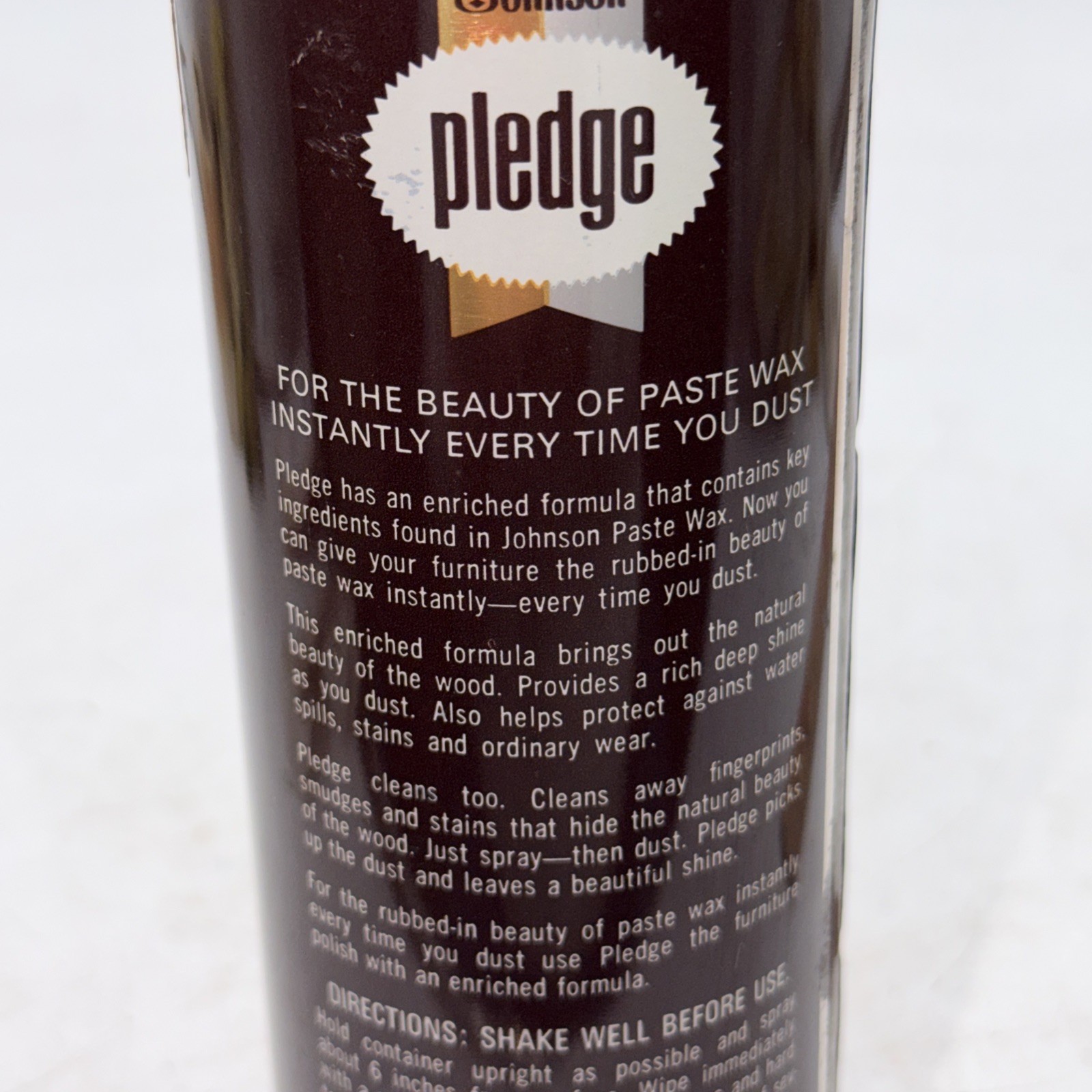 Rare Original Pledge Dusting Wax Aerosol Spray Can No UPC Code 14 Oz. Movie Prop