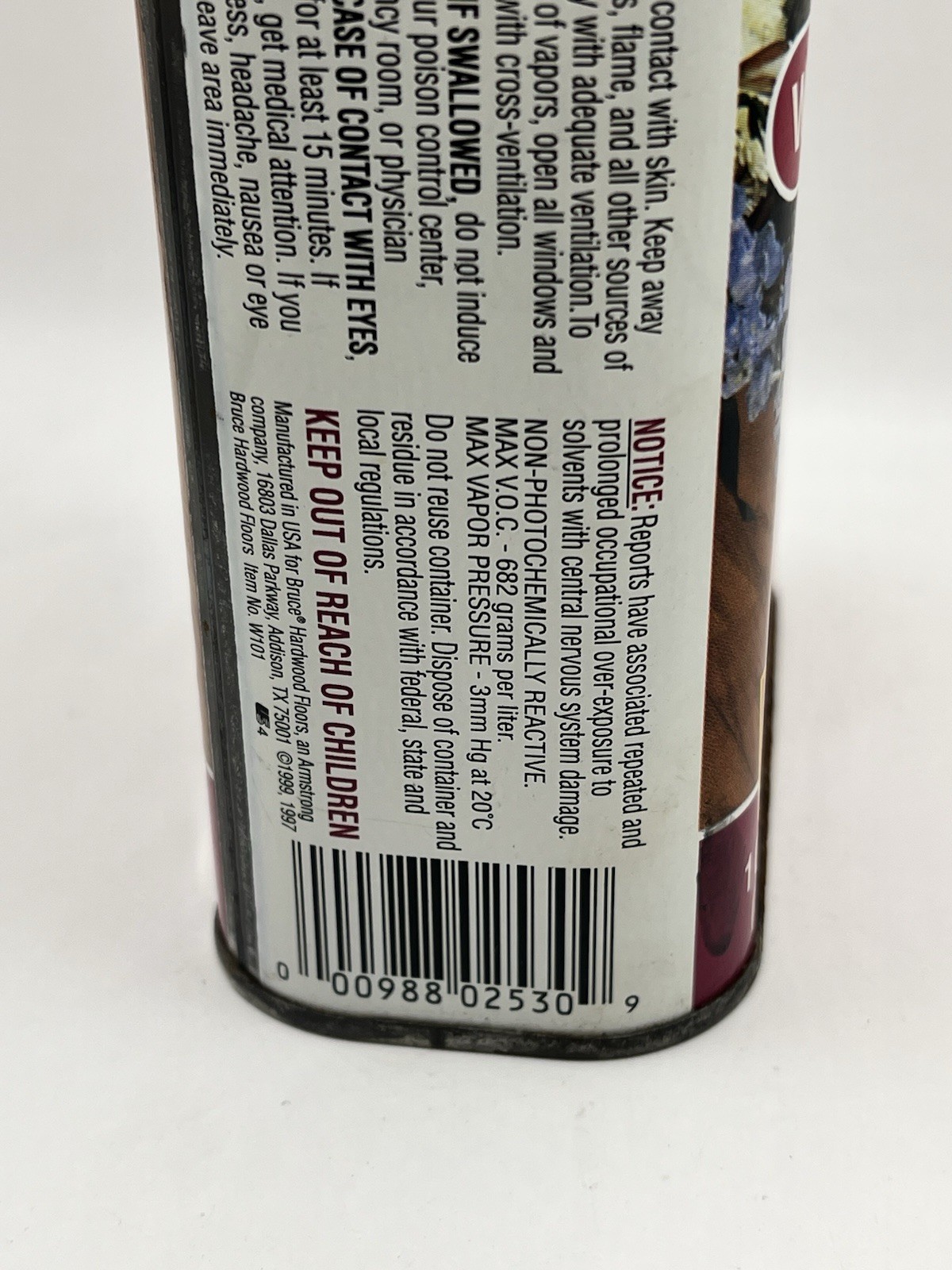 Bruce CLEAN ‘N’ STRIP Wood Cleaner & Wax Remover 1qt/32oz HALF FULL 50% Tin Can