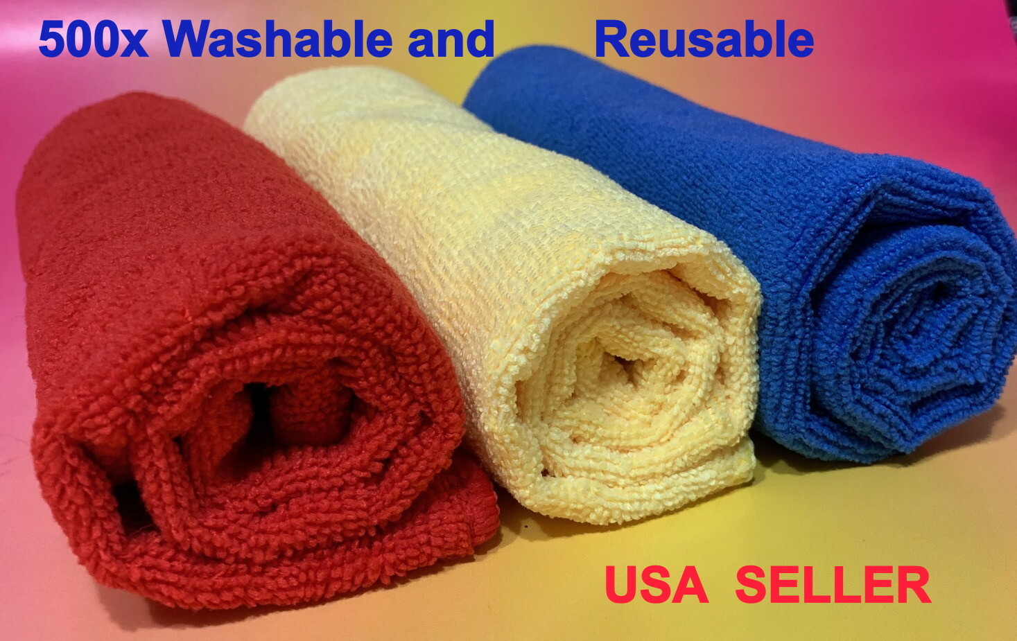 3 COLOR (16″X16″) MICROFIBER TOWELS CLOTH: CLEANING DETAILING POLISHING KITCHEN