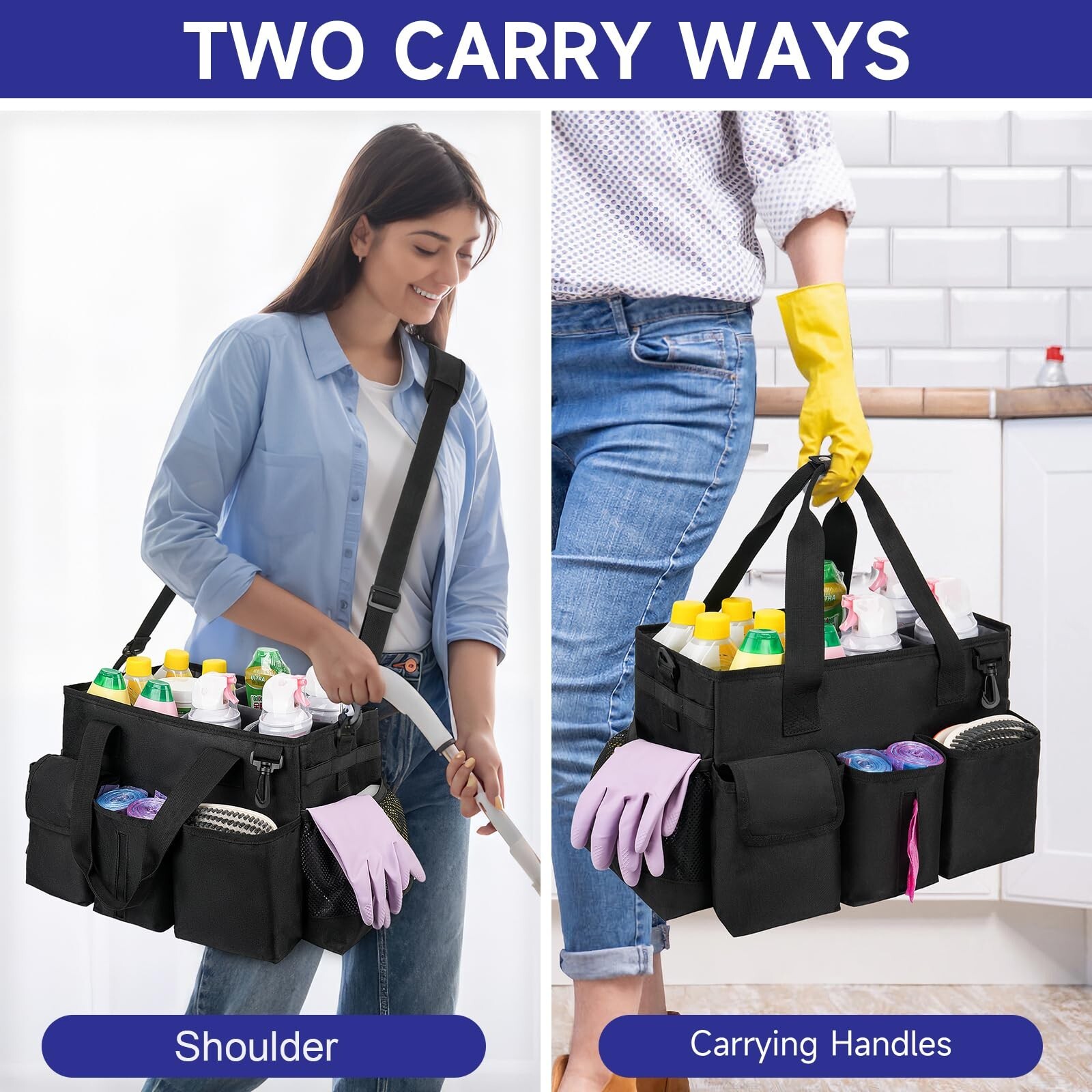 Cleaning Caddy,Cleaning Bag for Housekeepers,Cleaning Supplies Organizer with…