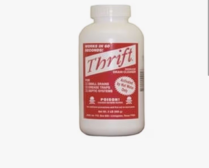 Thrift Odorless Powder Drain Cleaner 1 lb for Small Drains Grease Traps Septic