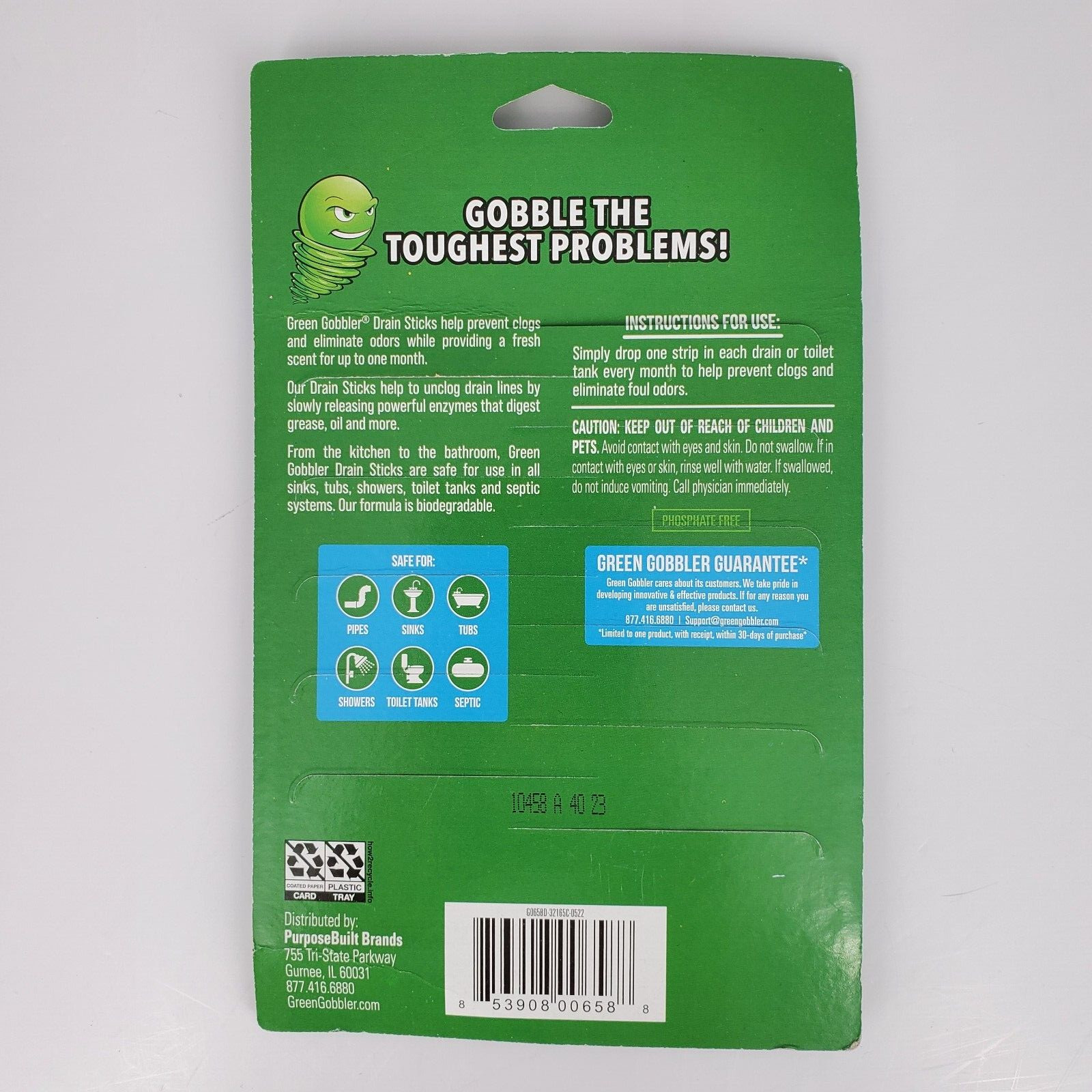Green Gobbler BIO-FLOW Drain Strips | 12 Pack | Drain Cleaner & Deodorizer