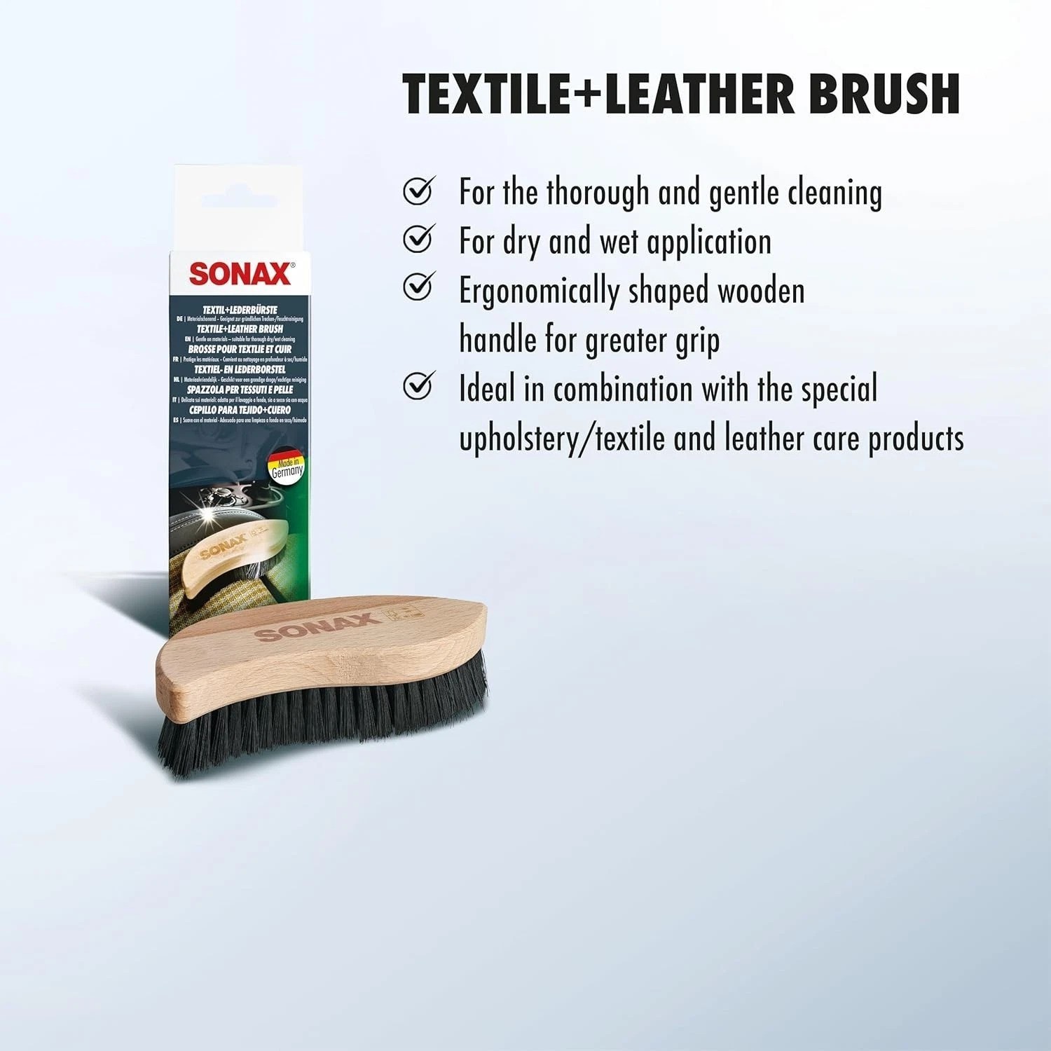 Ergonomic Textile & Leather Brush for Gentle Car Detailing – Portable & Durable