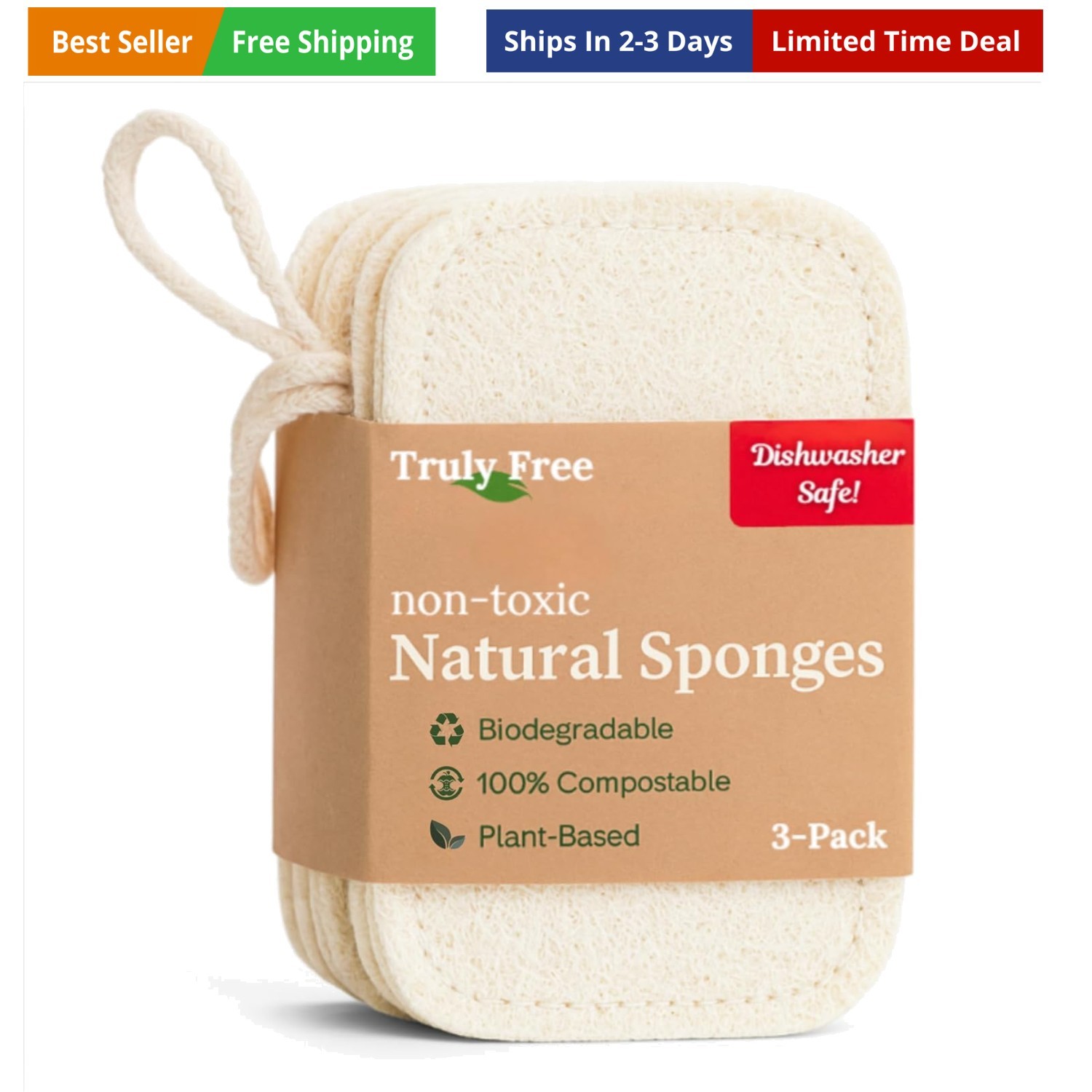 Natural Cleaning es, 100% Organic Luffa Dish Scrubber, Plant-Based Compostabl…
