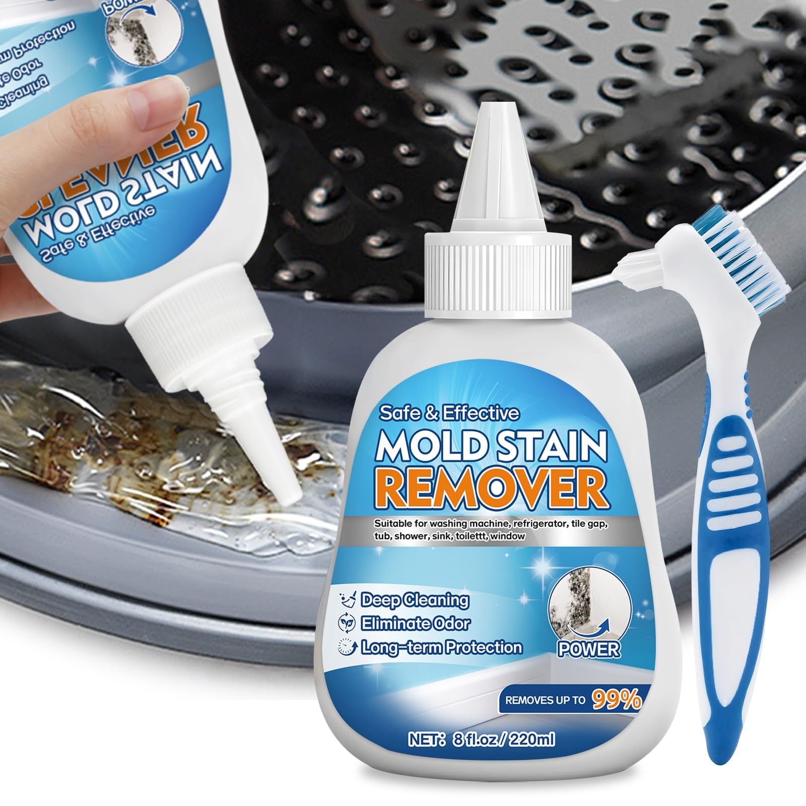 Home Mold Stain Remover Gel for Washer Seal, Thick No Scrub Mold Cleaner for …