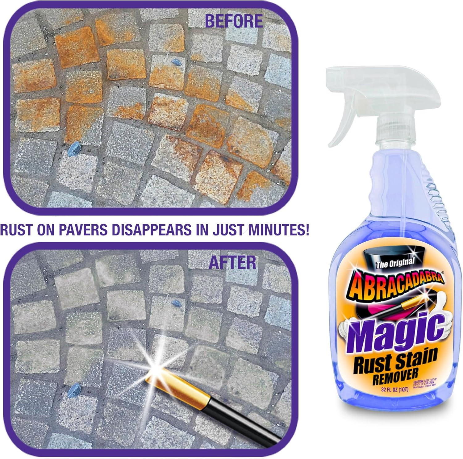 ® Magic Rust Remover 32Oz – Premium Rust Stain Remover for Concrete, Fiberglass,